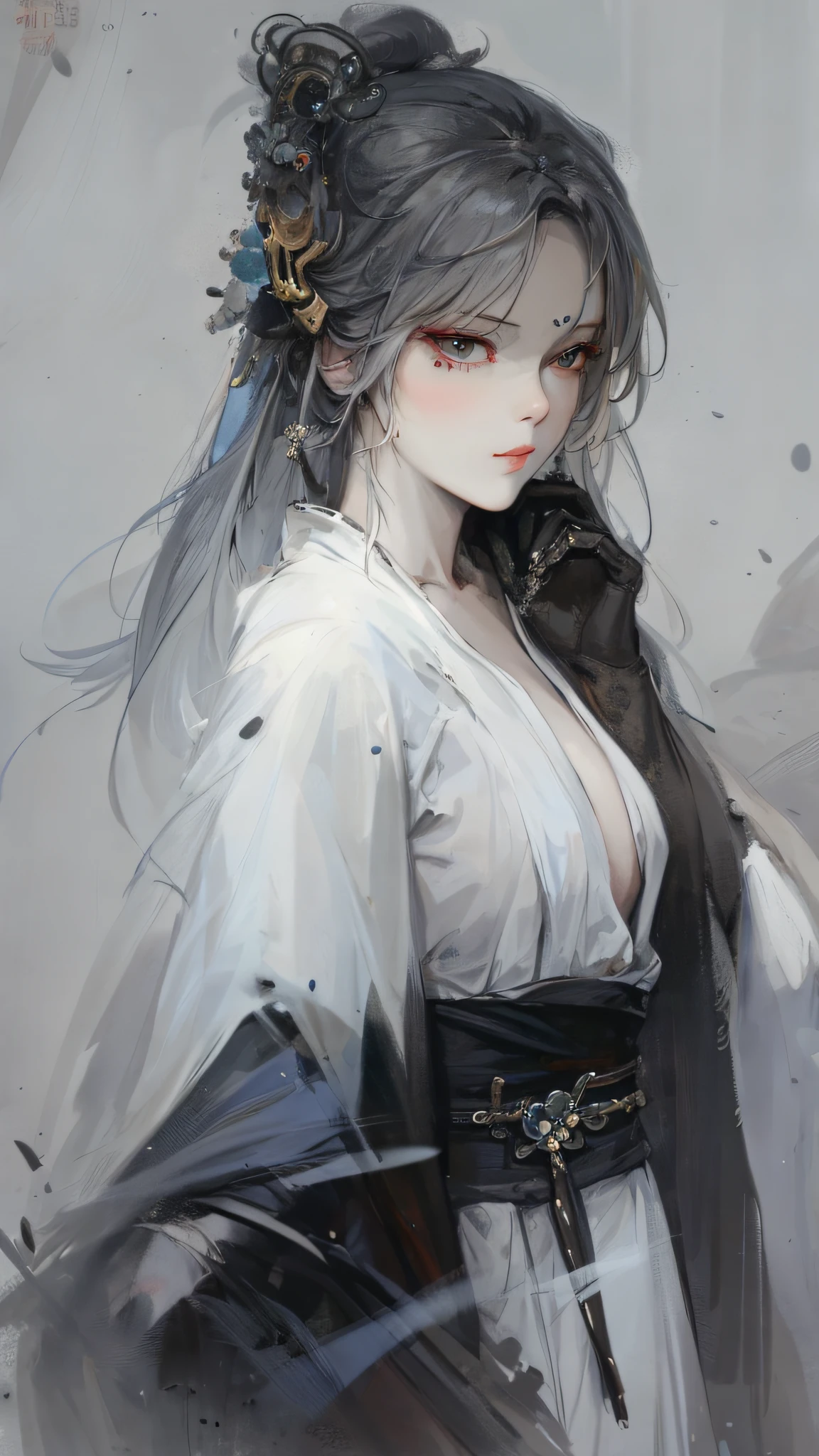 a close up of a woman with white hair and a white mask, beautiful character painting, guweiz, artwork in the style of guweiz, white haired deity, by Yang J, epic exquisite character art, stunning character art, by Fan Qi, by Wuzhun Shifan, guweiz on pixiv artstation