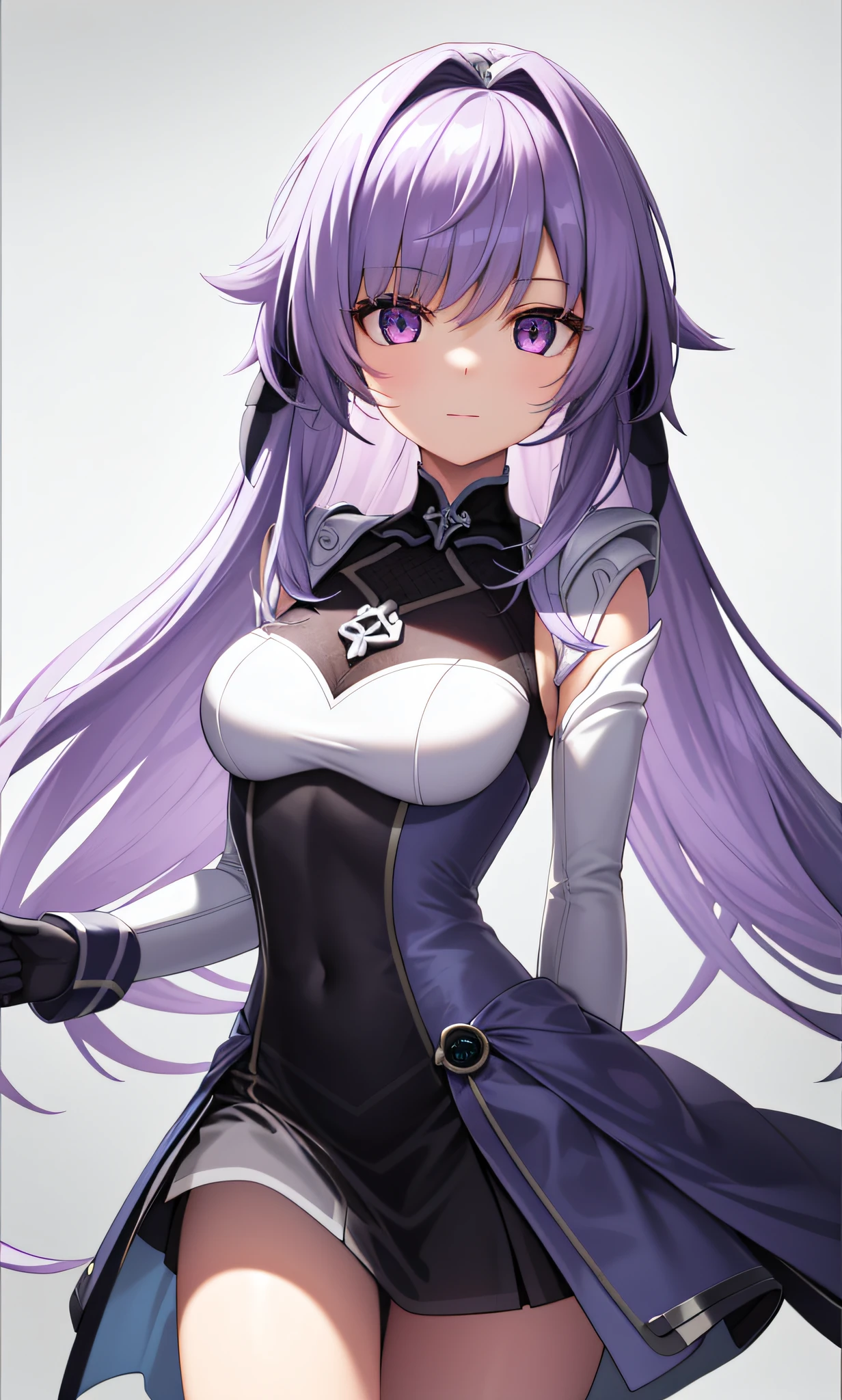 Dynamic lighting, high resolution, clear focus, depth of field, best shadow, 1 girl, masterpiece, the best, very detailed CG "face detail, best quality, two-dimensional, sci-fi, genshin Keharu, cute, cold, total angle hairstyle! Light purple hair, posture standing, translucent skin with bones, beautiful girl with mechanical elements, top quality, more in line with the conditions, more reasonable and normal --auto --s2
