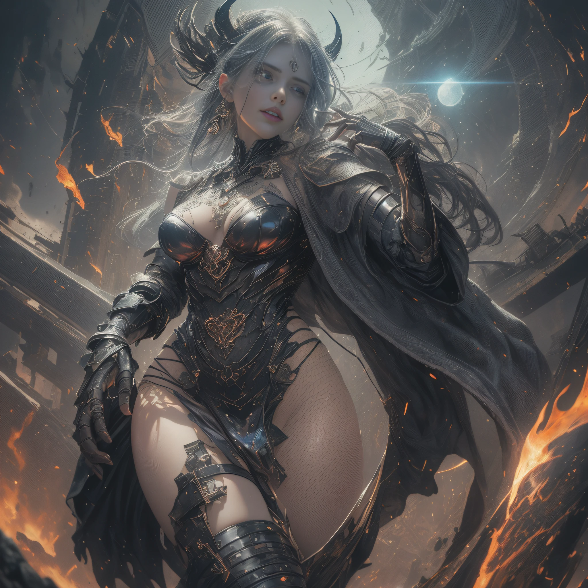 raw Magic metal robot female dominated varied angle below-close near a Will-o'-the-wisp full-plated-armor-massive chaos dark evening Pro-photorealism lights sun illumination luminescence depth resolution optimal perfection ultra precise maximum Lightning contrast global illumination cgi vfx sfx sfx reflex ultra detail Octane rendered extremes enhanced graduated UHD XT3 16K DSLR HDR UnrealEngine5 romm rgb pbr 3dcg fxaa blu-ray color-coded backlighting anti-aliasing fkaa txaa rtx ssao opengl-shaders glsl-shaders post-processing post-production cell-shading tone-mapping equirectangular 360 meticulously entangled a magical wizard burning fire incandescent embers calciferous hearth "the travelling castle" cremations heart A necromancer Dark style Vampire Tourmaline 16k "Wanda Maximoff" Elizabeth Olsen 32years muscular symmetrical bodies heavily dressed Cosplay 16K "Scarlet Witch" dazzling ultra-beautiful delicate eyes soft face glowing effect tyndall mouth Open teeth smile (detailed high skin: 1.3) Bokeh absurd 16k short hairstyle suave seductive dramatic bridaldress shoulders lace white shirt sleeves white lace best ratio four fingers and an inch Magic hands: 1.3 clavicles papillotes silk satin felt seam strange corsait navel skirt loose swinging spinel thick leather thighs covered garters revealing legs boots solid bulky fur black abundant short Indigo thick underwear imposing fullbodye heart armor "Heavy Metal" metallic 16k magic covered flat opal bands copper chainmail chrome ruby throne occult Cristalline 16k War submit devastated temple Lava-glass-mirror strike multishoot-plasmalight ruins 16K Guweiz and James Jean by tattoo CGSCOSITY, etc. nsfw