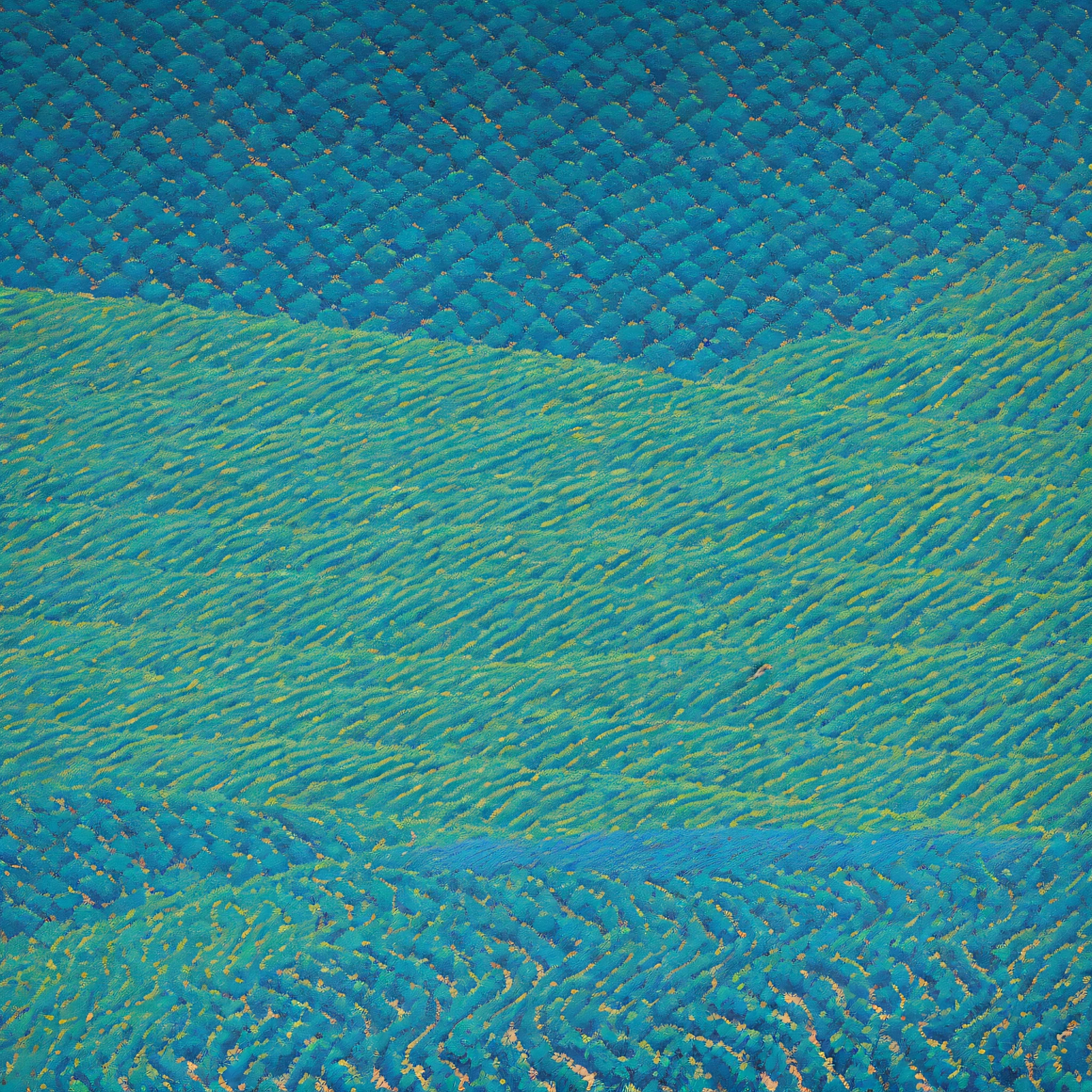https://s.mj.run/GTqz0VU-73Y p Drone photo, from above, spring time biluochun green tea fields in suzhou, dongting mountain, a group of tea farmers are working diligently in the green tea fields, in the style of light green and blue, depiction of rural life, organic material, best quality, ultra high res, (photorealistic:1.4), ultra-detailed, incredibly detailed, light indigo and navy, Significant artsy touches, smooth, digital art illustration, trending on Artstation, very angular contours, significant cinematic shot, masterpiece --auto --s2