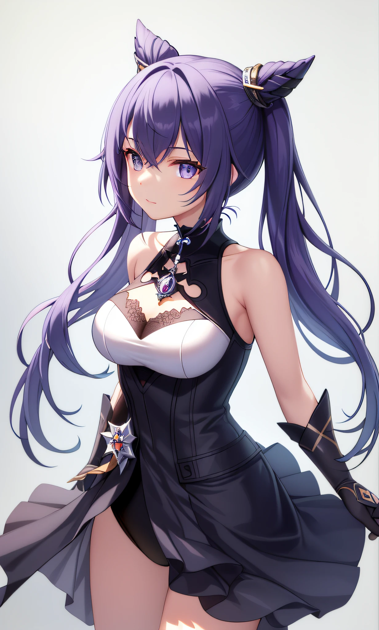 Dynamic lighting, high resolution, sharp focus, depth of field, best shadows, 1 girl, masterpiece, the best, very detailed CG", facial details, best quality, two-dimensional, sci-fi, genshin Keharu, cute, cold, total angle hairstyle! Cat decoration, hair color light purple, posture standing, bone-in translucent skin, beautiful girl with mechanical elements, top quality, more in line with the conditions, closer to the original setting --auto --s2