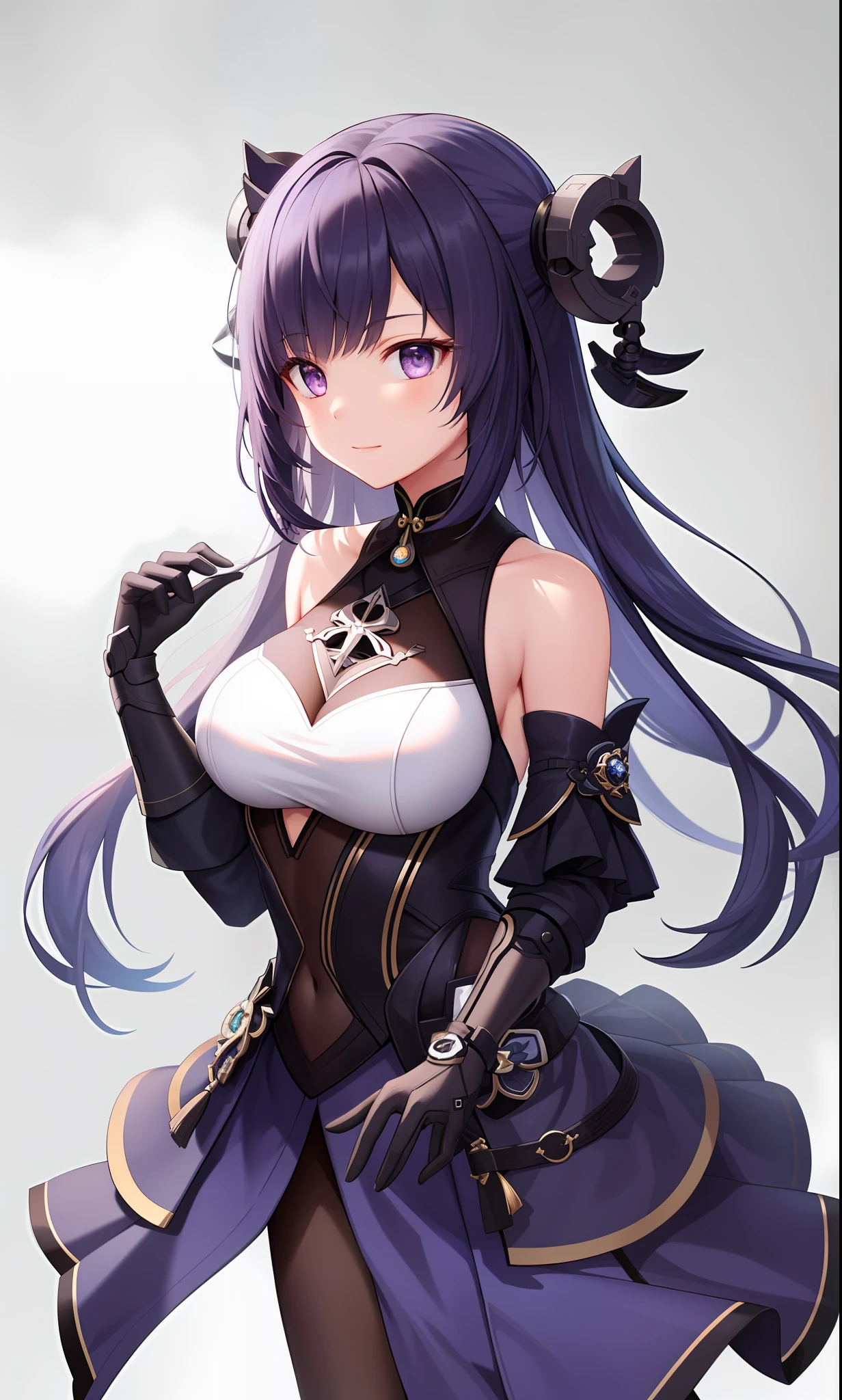 Dynamic lighting, high resolution, sharp focus, depth of field, best shadows, 1 girl, masterpiece, the best, very detailed CG", facial details, best quality, two-dimensional, sci-fi, genshin Keharu, cute, cold, total angle hairstyle! Cat decoration, hair color light purple, posture standing, bone-in translucent skin, beautiful girl with mechanical elements, top quality, more in line with the conditions, hidden hands, closer to the original setting --auto --s2