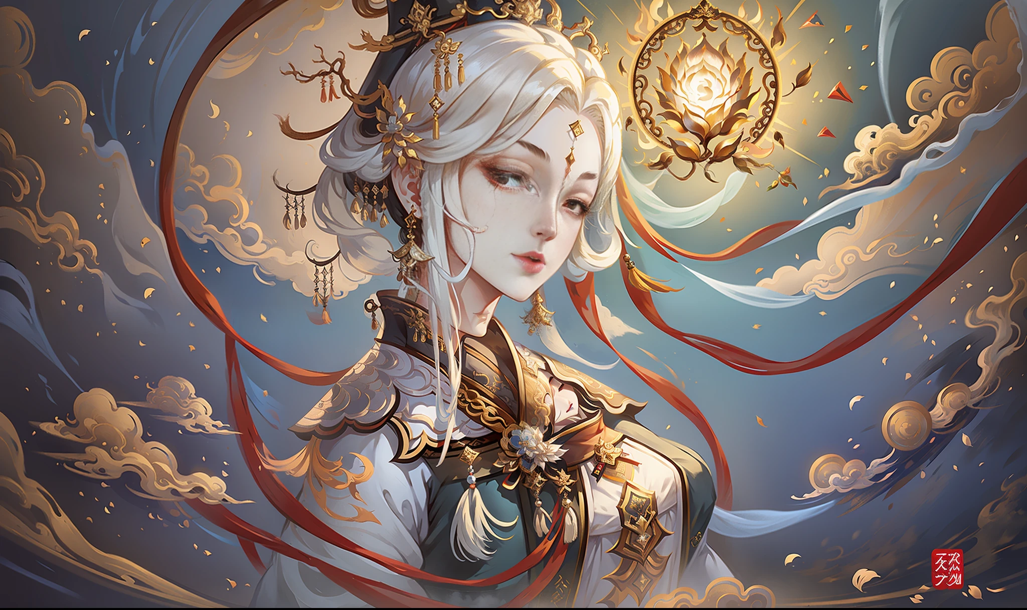 A girl, ancient Chinese costume, whole body, sunshine, clear face, clean white background, masterpiece, super detail, epic composition, ultra HD, high quality, extremely detailed, official art, uniform 8k wallpaper, super detail, 32k -- v 6