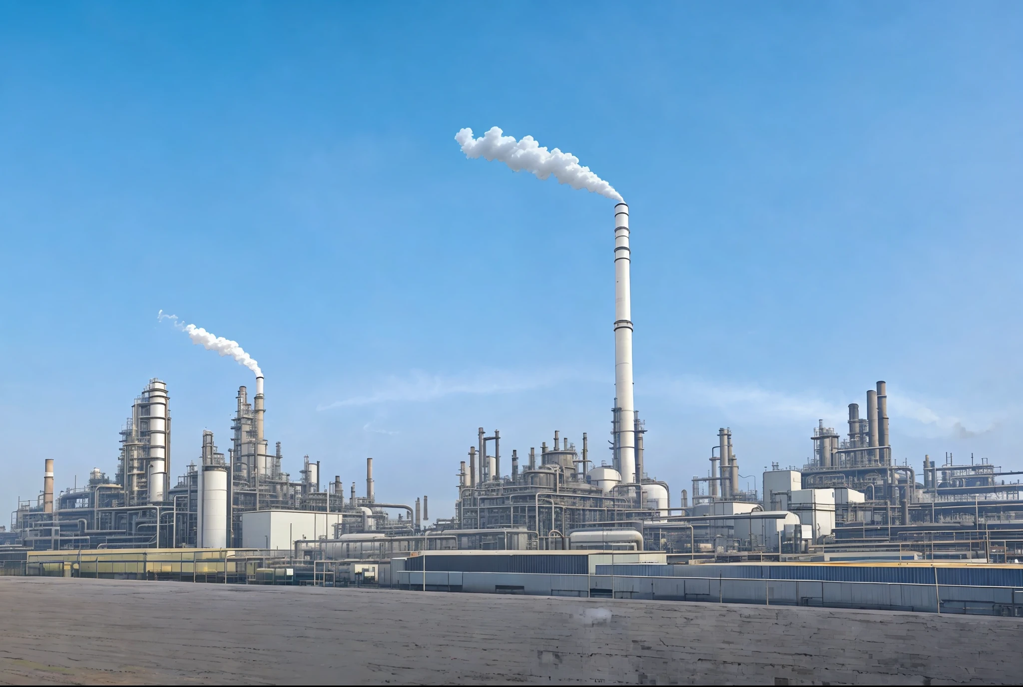 Industrial plant environment, smoke from chimneys, majestic large-scale chemical plants, highly detailed industrial photography, industrial surrounding buildings gathered here, smoke from power plants, shutters capturing the beauty of industrial machinery in a moment, rich texture and structure, iStock.