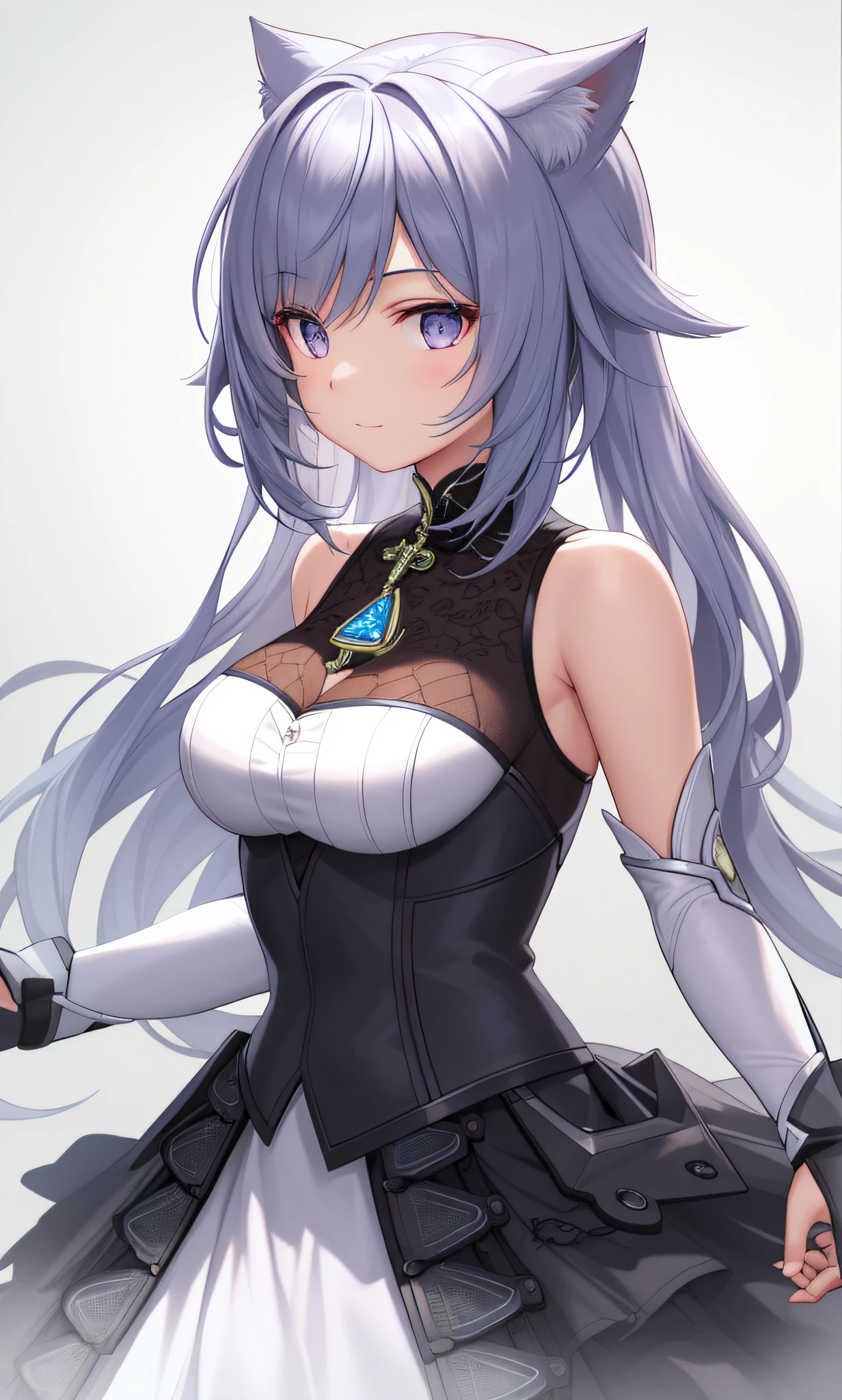 Dynamic lighting, high resolution, sharp focus, depth of field, best shadows, 1 girl, masterpiece, the best, very detailed CG", facial details, best quality, two-dimensional, sci-fi, genshin Keharu, cute, cold, total angle hairstyle! Cat decoration, hair color light purple, posture standing, bone-in translucent skin, beautiful girl with mechanical elements, top quality, more in line with the conditions, hidden hands, closer to the original setting --auto --s2