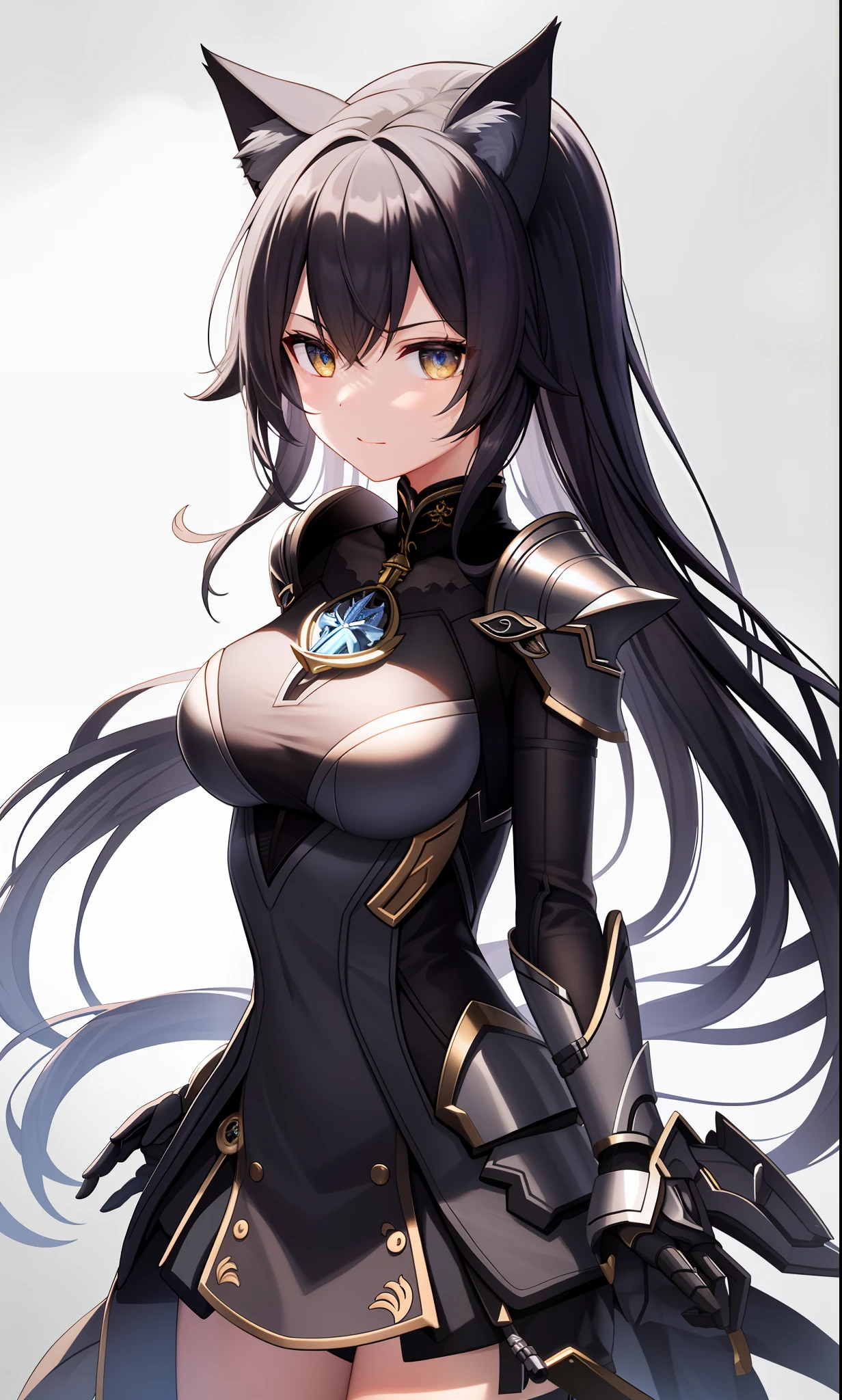 Dynamic lighting, high resolution, sharp focus, depth of field, best shadows, 1 girl, masterpiece, the best, very detailed CG", facial details, best quality, two-dimensional, sci-fi, genshin Keharu, cute, cold, total angular hairstyle, cat ears with mechanical elements, posture standing, translucent skin with bones, beautiful girl with mechanical elements, top quality --auto --s2