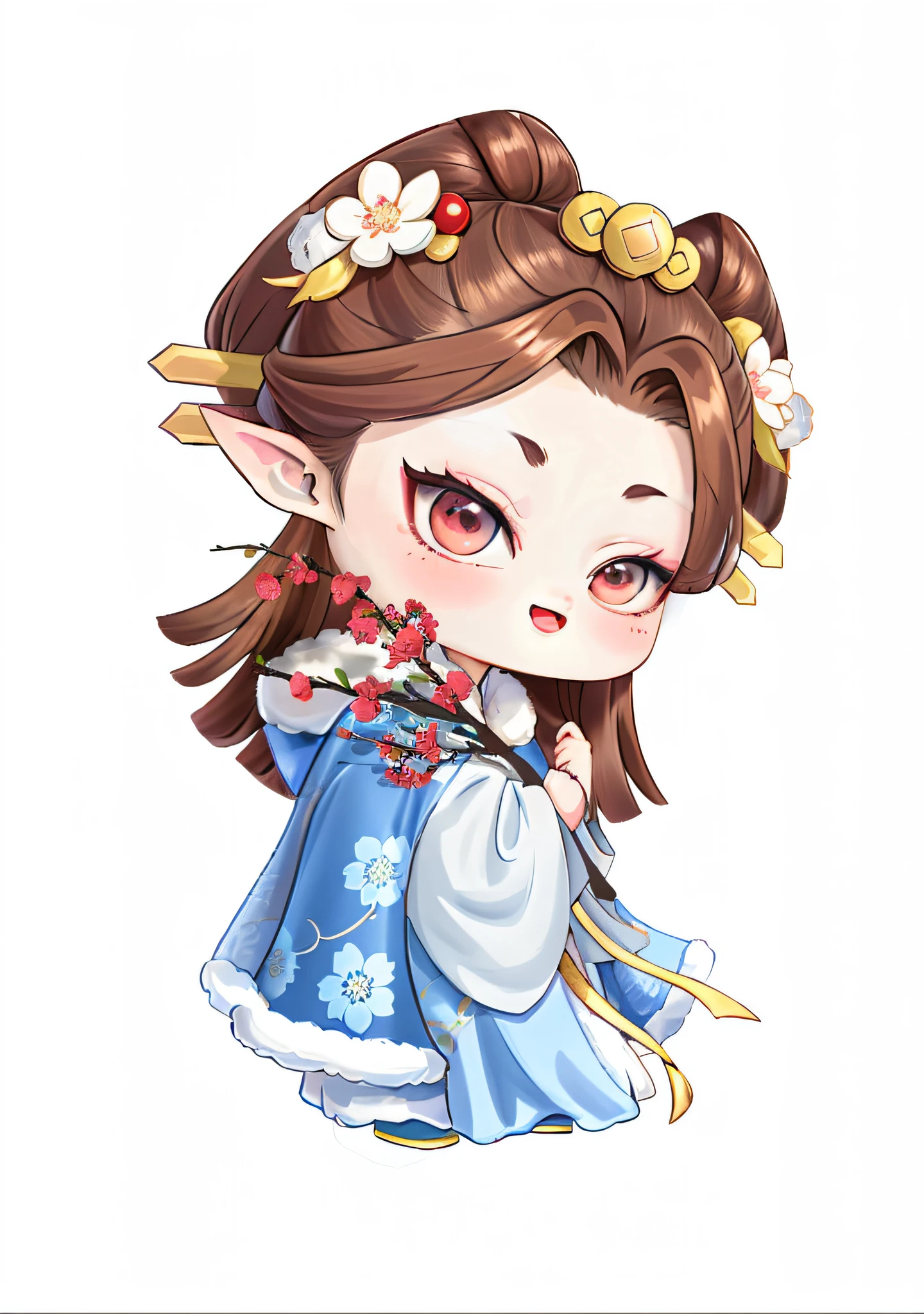 anime girl with a blue dress and a flower crown, inspired by Lan Ying, inspired by Pu Hua, onmyoji portrait, heise jinyao, inspired by Chen Daofu, inspired by Li Mei-shu, inspired by Chen Lu, inspired by Ju Lian, character art of maple story, inspired by Hua Yan, elf girl wearing an flower suit