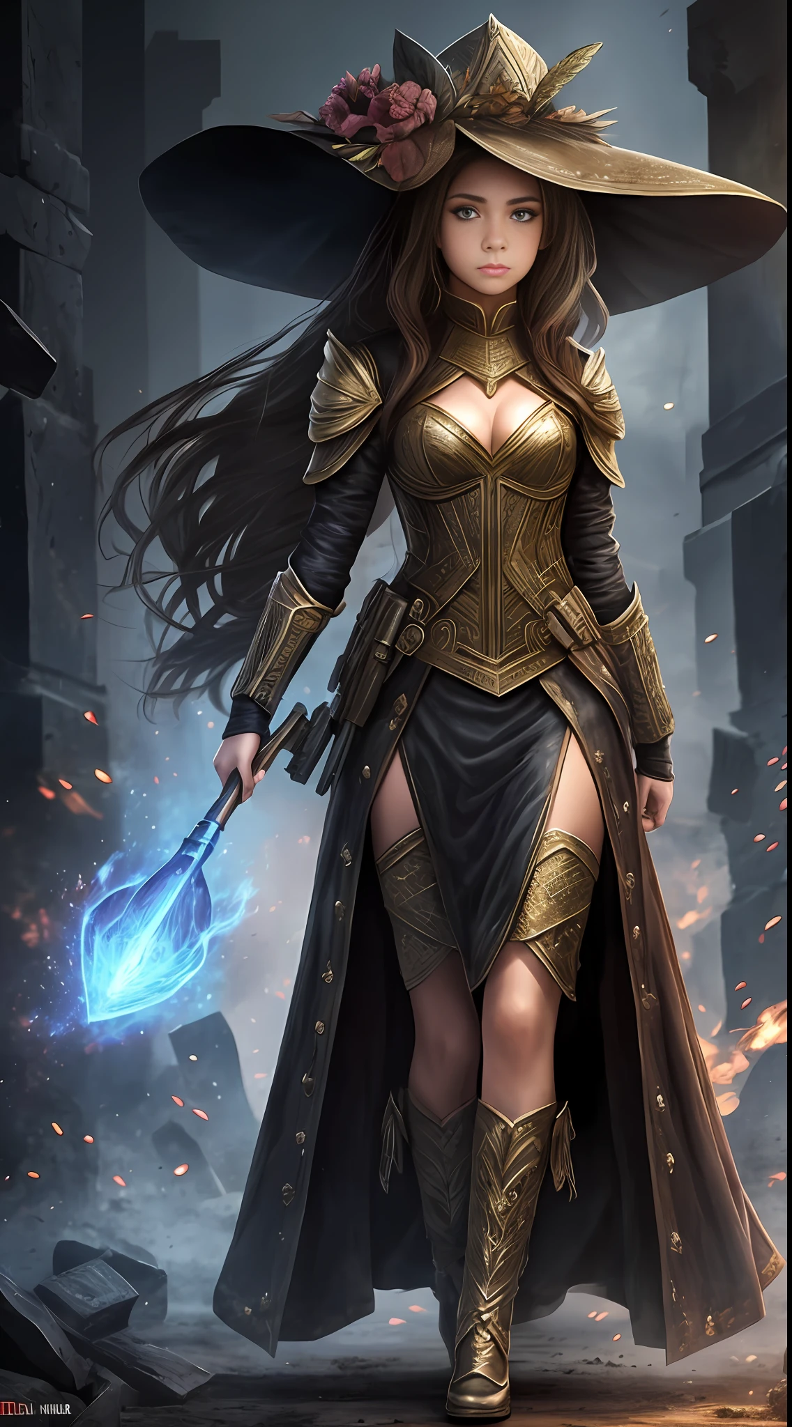 A girl, war, special effects, magician, detail, full body, monster, --auto --s2