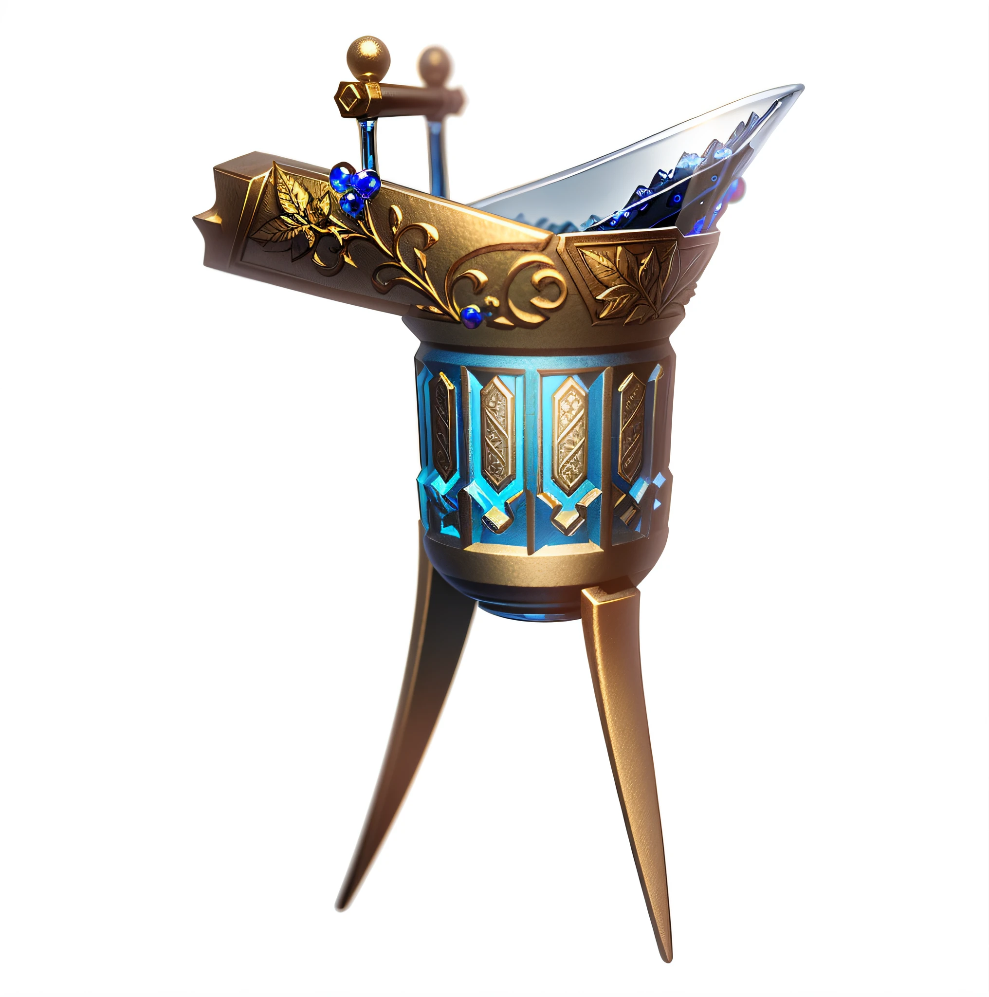 NFT style, pixel style, white background, digital collectible, blue tone, ancient wine glass