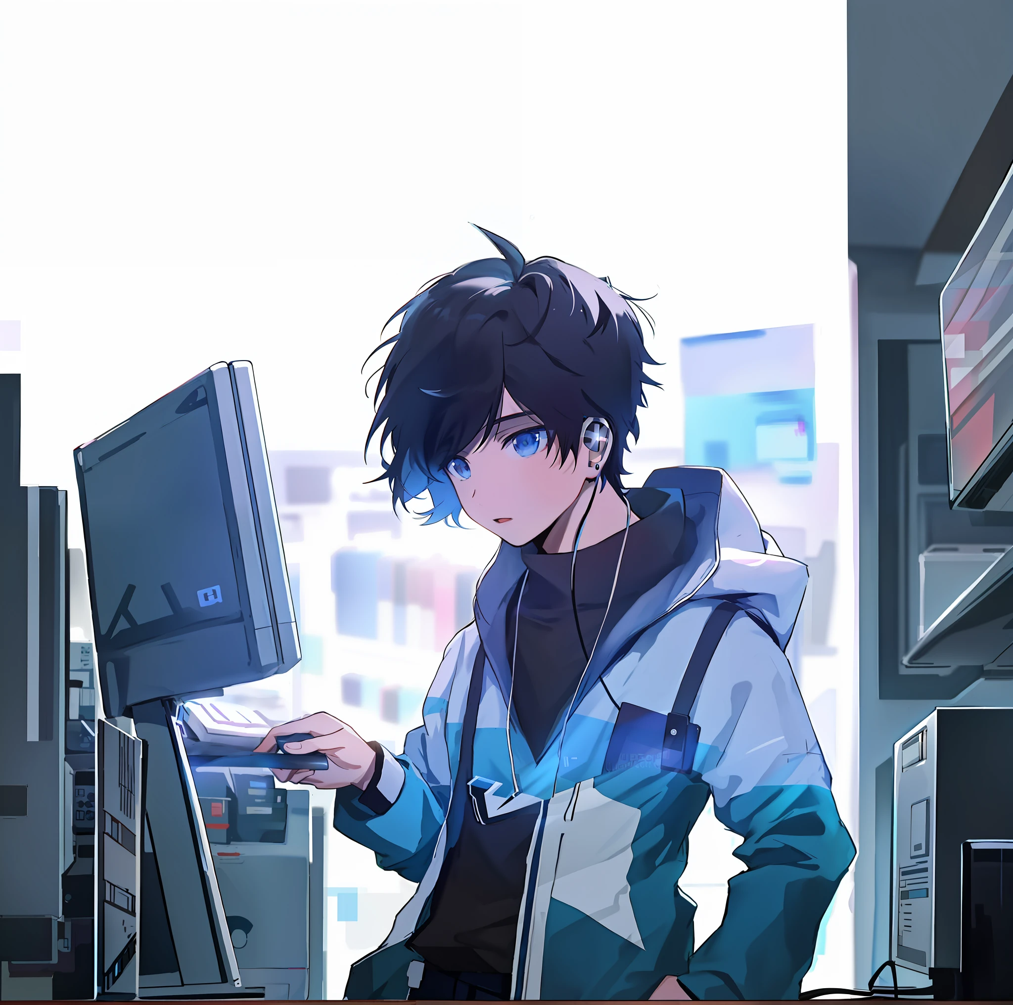 anime boy with headphones on using a computer in a room, modern anime style, high quality anime artstyle, anime style 4 k, anime boy, 4k anime wallpaper, young anime man, anime art wallpaper 8 k, very modern anime style, 2 d anime style, anime moe artstyle, anime wallpaper 4k, anime wallpaper 4 k, digital anime illustration
