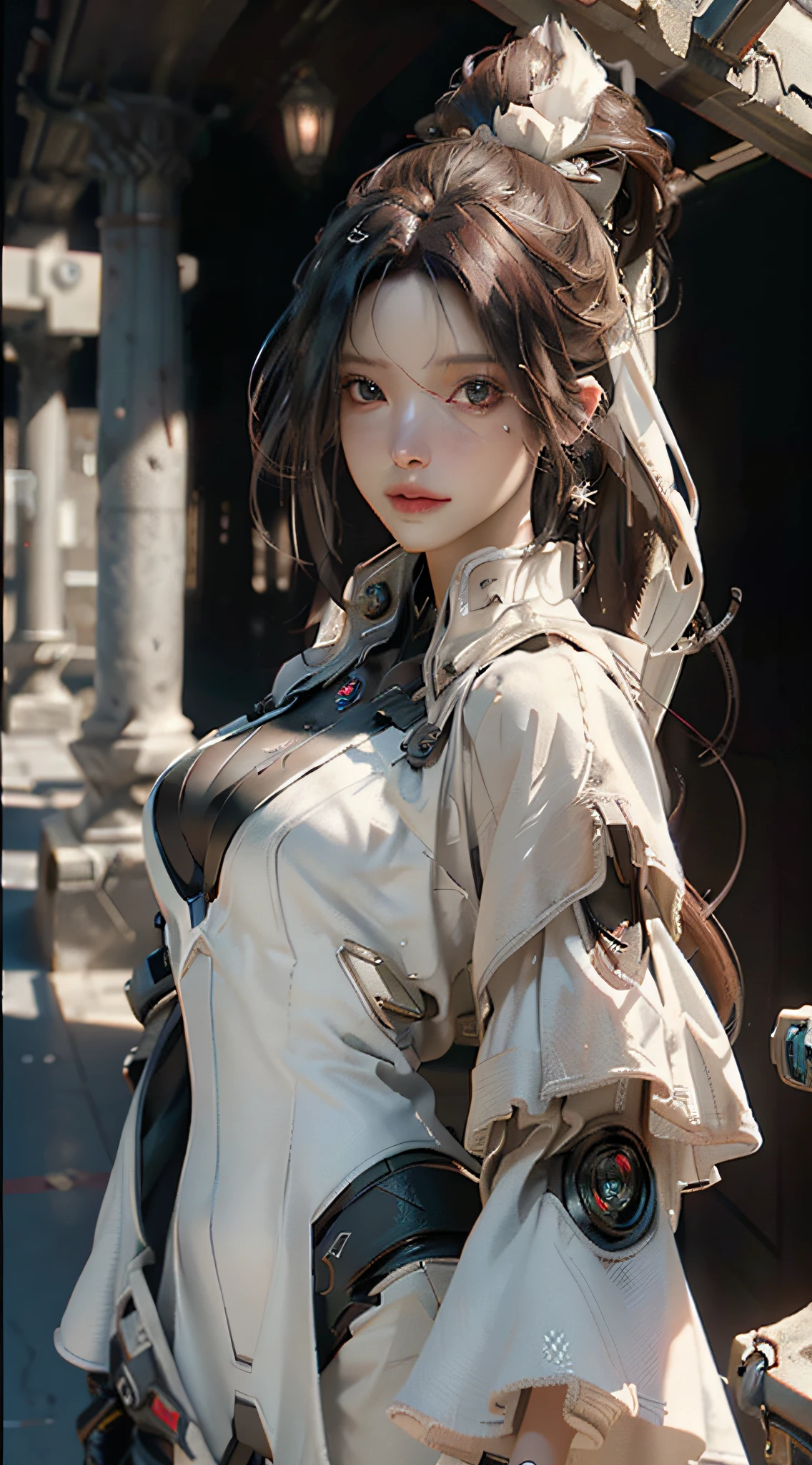 ((Best quality)), ((masterpiece)), (detailed:1.4), 3D, an image of a beautiful cyberpunk female,HDR (High Dynamic Range),Ray Tracing,NVIDIA RTX,Super-Resolution,Unreal 5,Subsurface scattering,PBR Texturing,Post-processing,Anisotropic Filtering,Depth-of-field,Maximum clarity and sharpness,Multi-layered textures,Albedo and Specular maps,Surface shading,Accurate simulation of light-material interaction,Perfect proportions,Octane Render,Two-tone lighting,Wide aperture,Low ISO,White balance,Rule of thirds,8K RAW,
