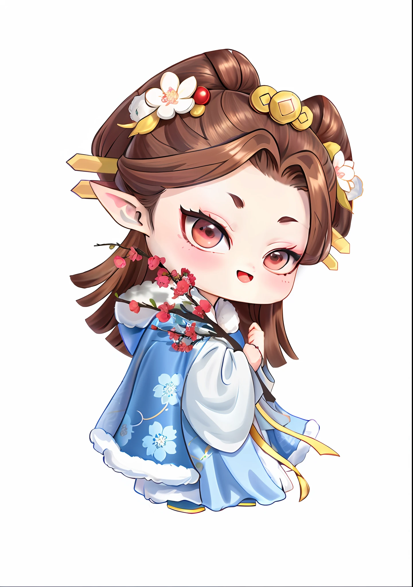 anime girl with a blue dress and a flower crown, inspired by Lan Ying, inspired by Pu Hua, onmyoji portrait, heise jinyao, inspired by Chen Daofu, inspired by Li Mei-shu, inspired by Chen Lu, inspired by Ju Lian, character art of maple story, inspired by Hua Yan, elf girl wearing an flower suit