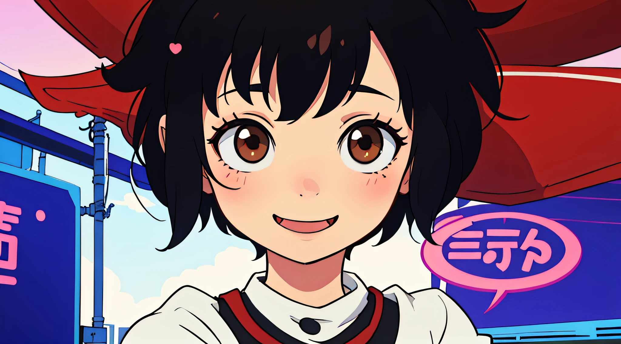 (cute),adorable, animated, manga style characters, feminine, cute, charismatic,brown eyes, smile, black hair.