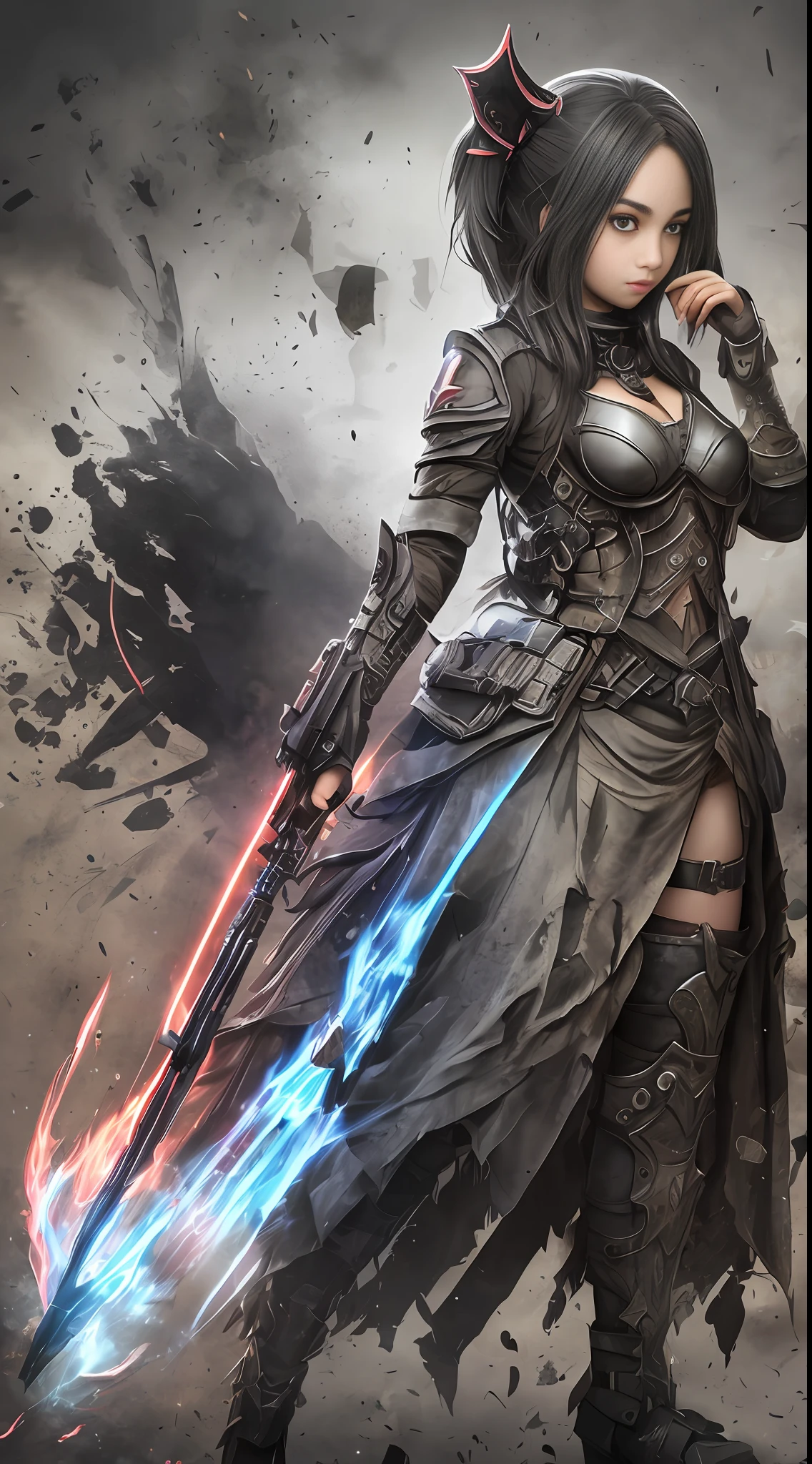 A girl, war, special effects, magician, detail, full body, monster, --auto --s2