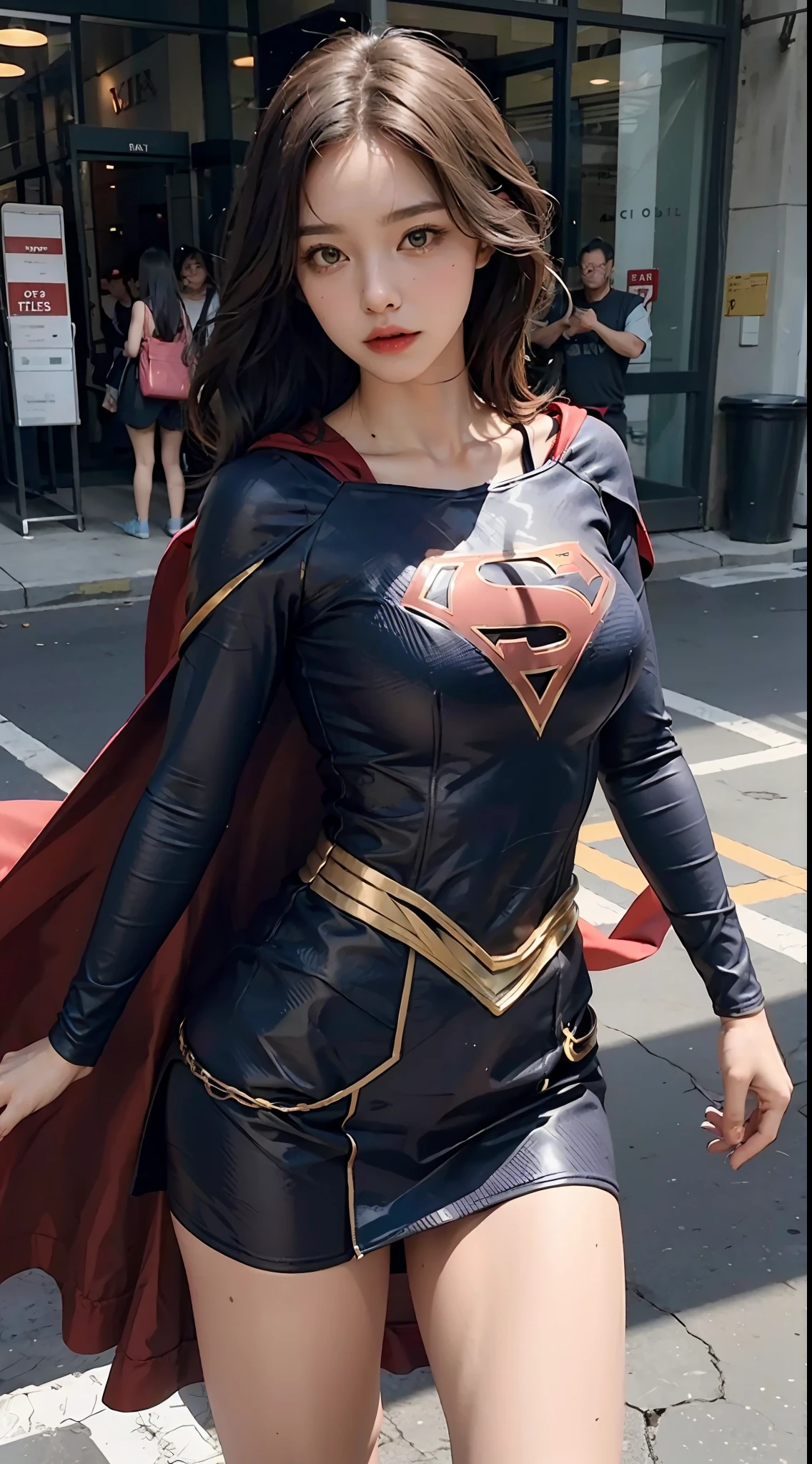 Woman body set big breasts, Supergirl costume dress