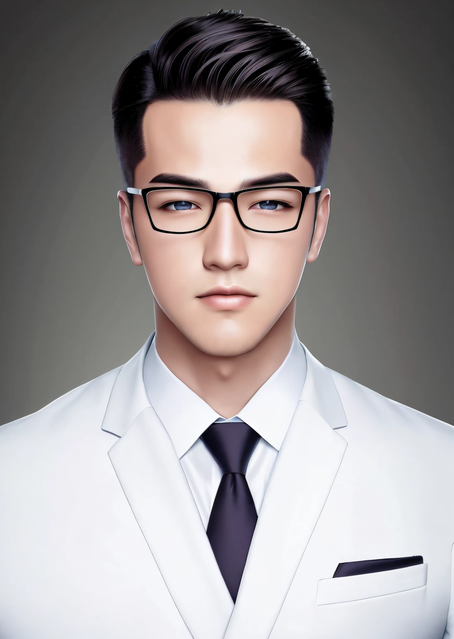 A handsome young man with a wide face, maintains the consistency of the movement, expression, costume, shape and appearance of the photo, anime style, super details, soft lighting, edge lighting, romantic scenes