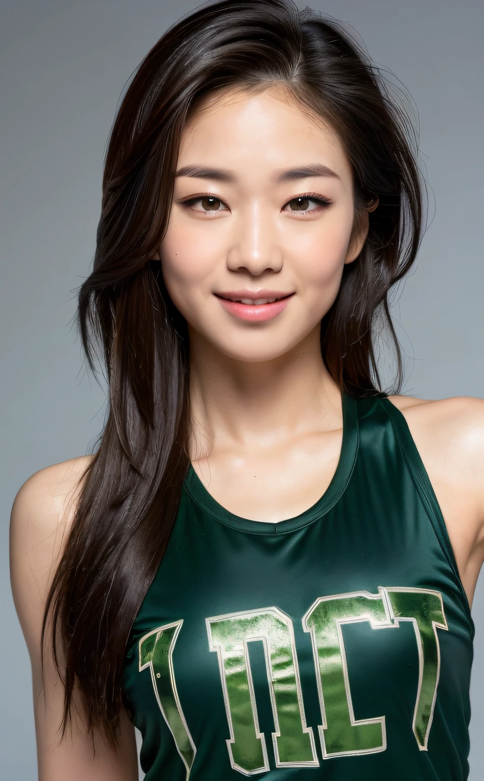 ((Top Quality, 8K, Masterpiece: 1.3)), Sharp: 1.2, Perfect Body Beauty: 1.4, Slim Abs: 1.2, ((Layered Hairstyles, Big: 1.2)), Wet: 1.5, Highly Detailed Face and Skin Texture, Detailed Eyes, Double Eyelids, Aspect Looking at the Camera, Fighting, Bullish, Muscles, Sweat, (Pro Wrestling: 1.2), Full Body, Fighting Pose, Portrait photo of hot woman wearing wrestling singlet, kick and smile