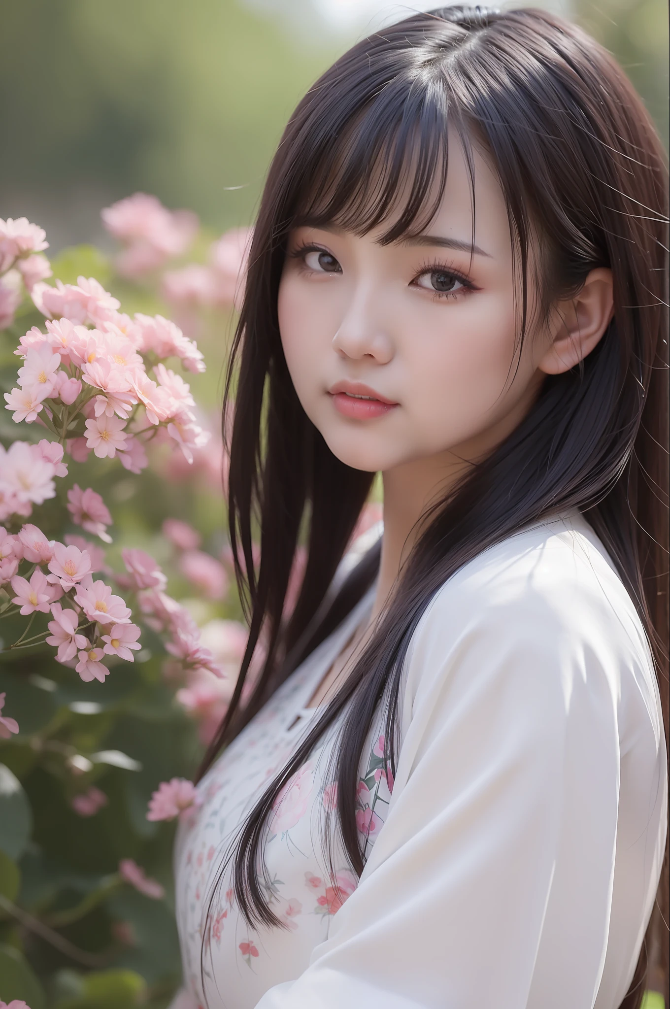 a close up of a woman standing in front of a tree with flowers, with flowers, portait photo profile picture, headshot profile picture, mai anh tran, nivanh chanthara, professional profile picture, a young asian woman, girl in flowers, vietnamese woman, beautiful asian girl, an asian woman, dang my linh, woman in flowers