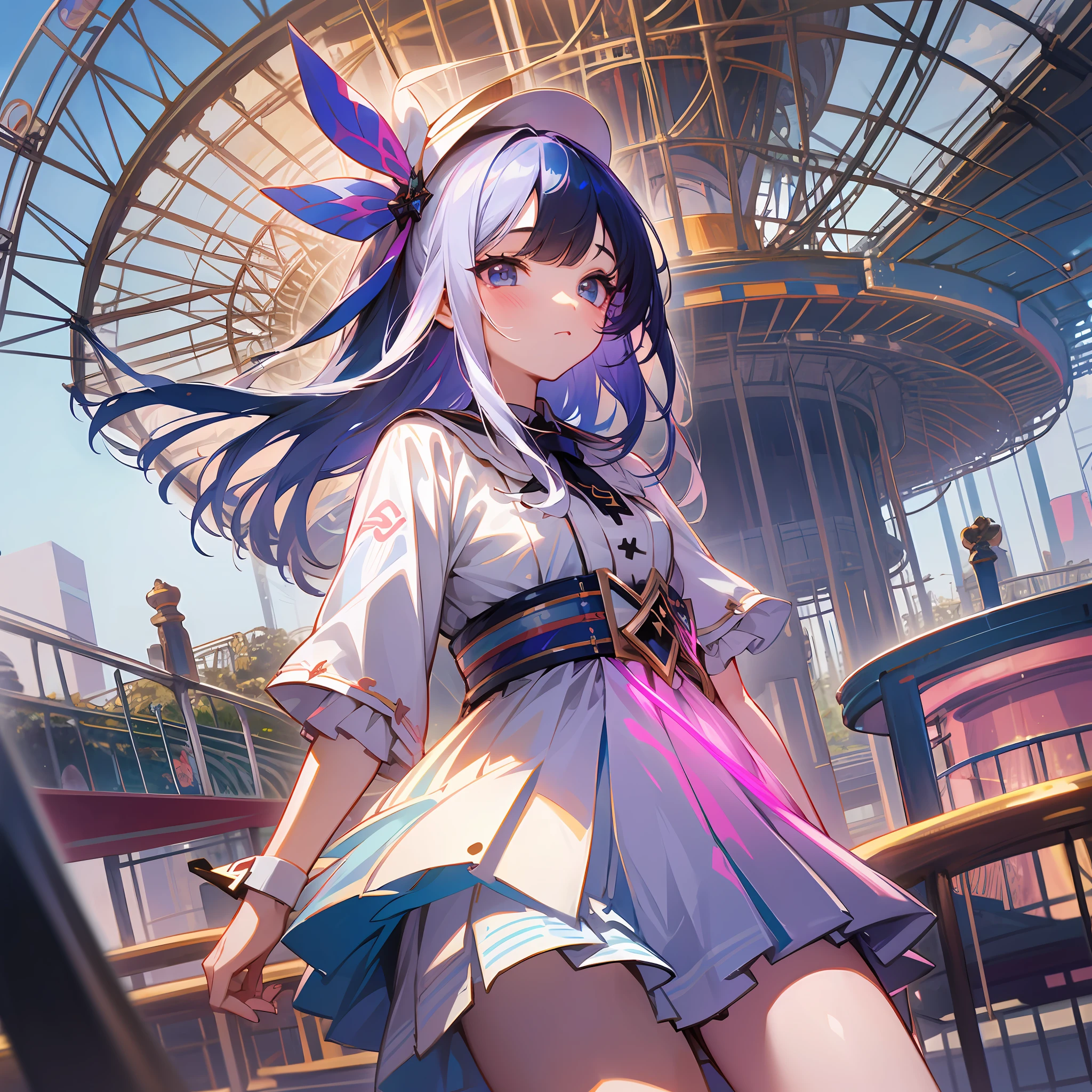 A Girl, Amusement Park, Semi-Real, Carousel, Cross Bangs, Gradient Eyes, Verism, UHD --auto --s2