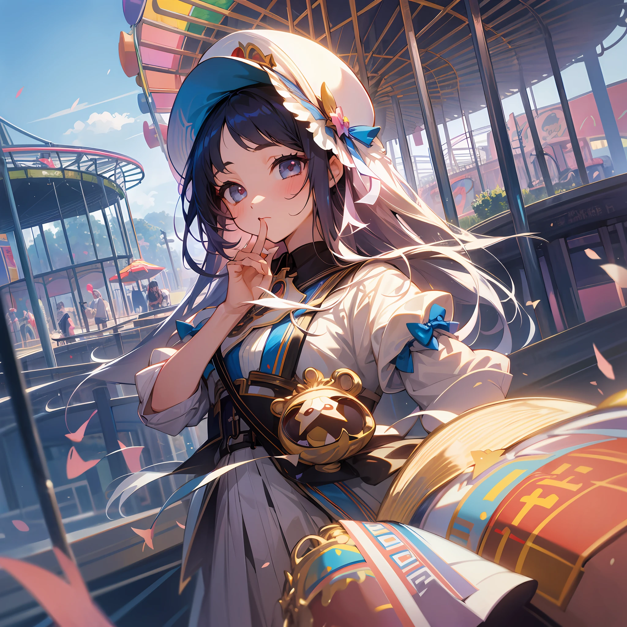 A Girl, Amusement Park, Semi-Real, Carousel, Cross Bangs, Gradient Eyes, Verism, UHD --auto --s2