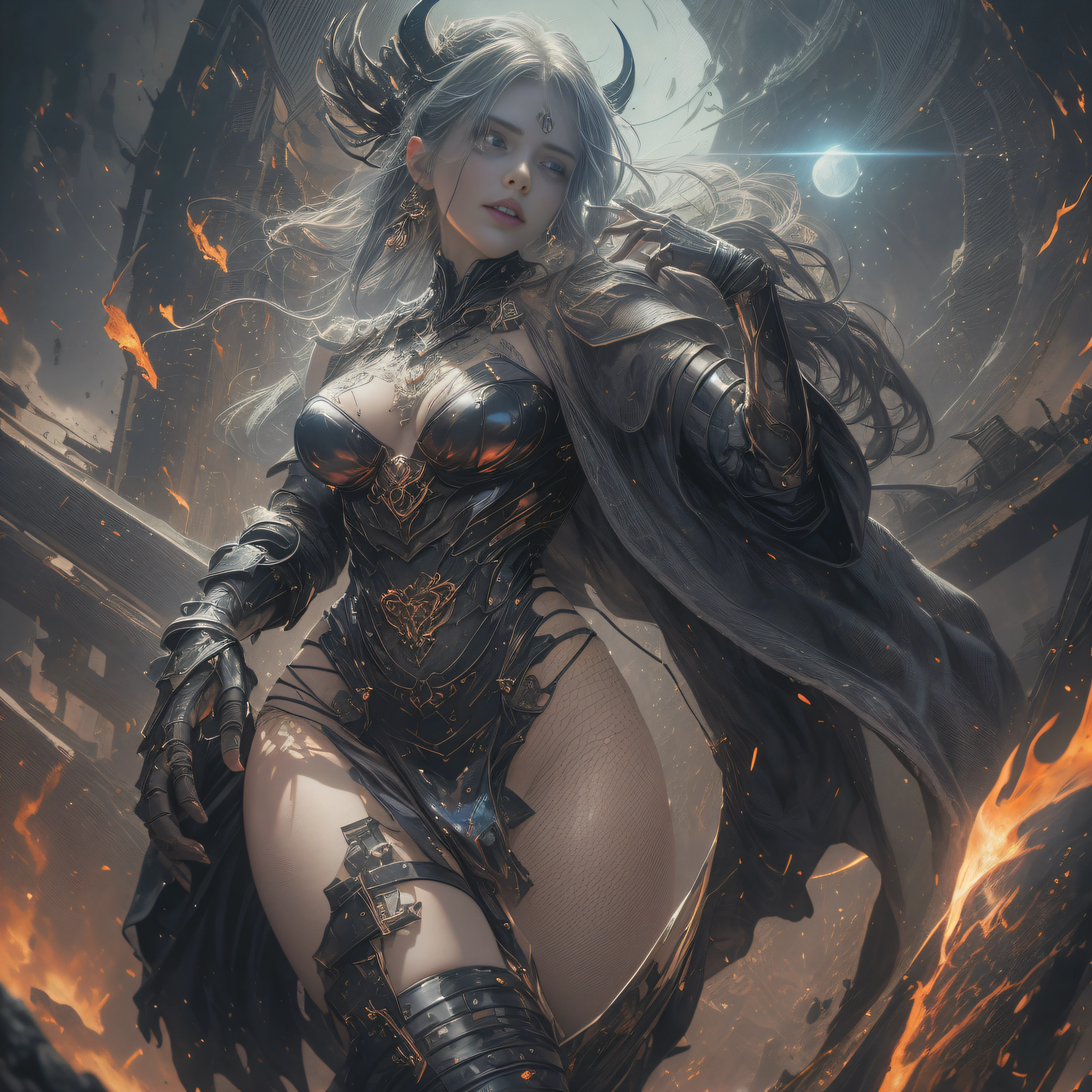 raw Magic metal robot female dominated varied angle below-close near a Will-o'-the-wisp full-plated-armor-massive chaos dark evening Pro-photorealism lights sun illumination luminescence depth resolution optimal perfection ultra precise maximum Lightning contrast global illumination cgi vfx sfx sfx reflex ultra detail Octane rendered extremes enhanced graduated UHD XT3 16K DSLR HDR UnrealEngine5 romm rgb pbr 3dcg fxaa blu-ray color-coded backlighting anti-aliasing fkaa txaa rtx ssao opengl-shaders glsl-shaders post-processing post-production cell-shading tone-mapping equirectangular 360 meticulously entangled a magical wizard burning fire incandescent embers calciferous hearth "the travelling castle" cremations heart A necromancer Dark style Vampire Tourmaline 16k "Wanda Maximoff" Elizabeth Olsen 32years muscular symmetrical bodies heavily dressed Cosplay 16K "Scarlet Witch" dazzling ultra-beautiful delicate eyes soft face glowing effect tyndall mouth Open teeth smile (detailed high skin: 1.3) Bokeh absurd 16k short hairstyle suave seductive dramatic bridaldress shoulders lace white shirt sleeves white lace best ratio four fingers and an inch Magic hands: 1.3 clavicles papillotes silk satin felt seam strange corsait navel skirt loose swinging spinel thick leather thighs covered garters revealing legs boots solid bulky fur black abundant short Indigo thick underwear imposing fullbodye heart armor "Heavy Metal" metallic 16k magic covered flat opal bands copper chainmail chrome ruby throne occult Cristalline 16k War submit devastated temple Lava-glass-mirror strike multishoot-plasmalight ruins 16K Guweiz and James Jean by tattoo CGSCOSITY, etc. nsfw