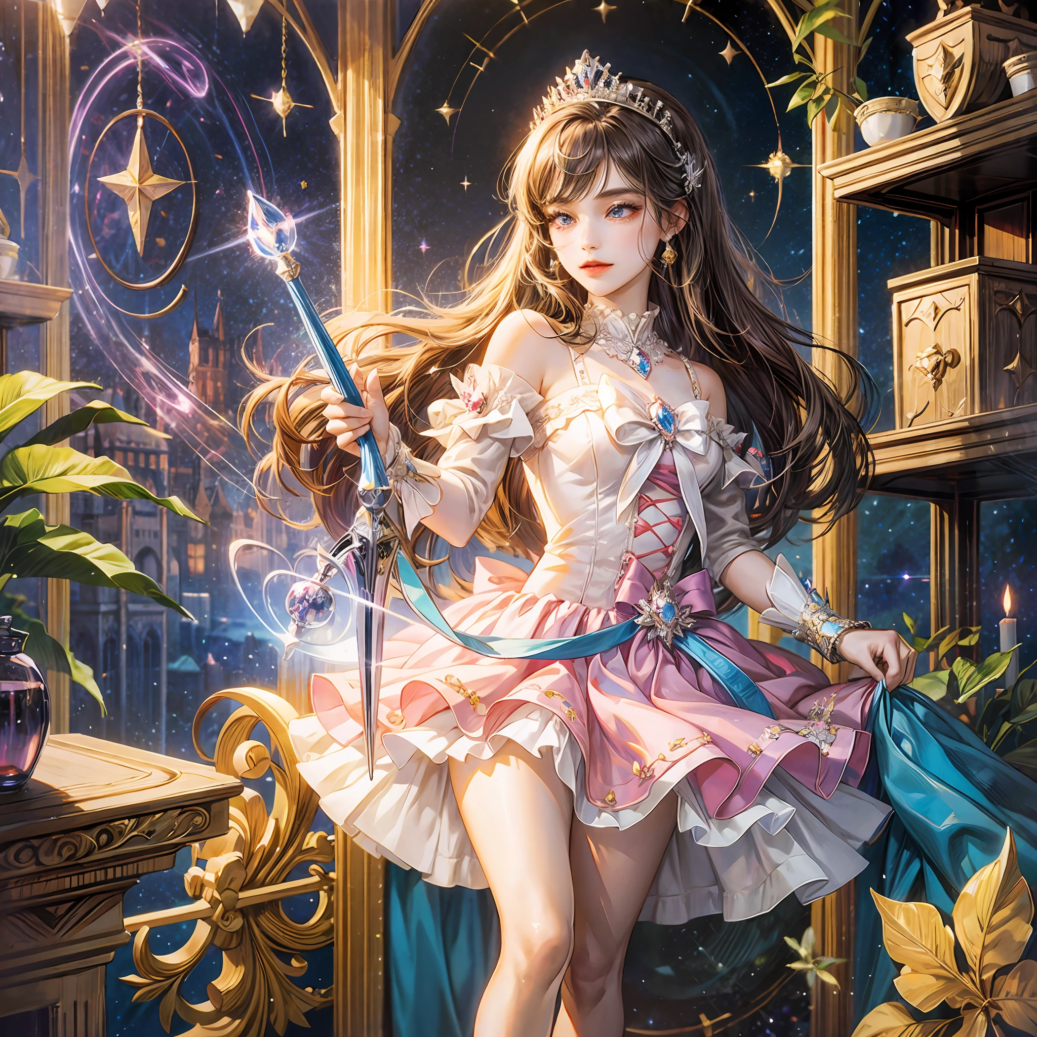 Princess Cut, magical girl, full body, holding magic wand --auto --s2