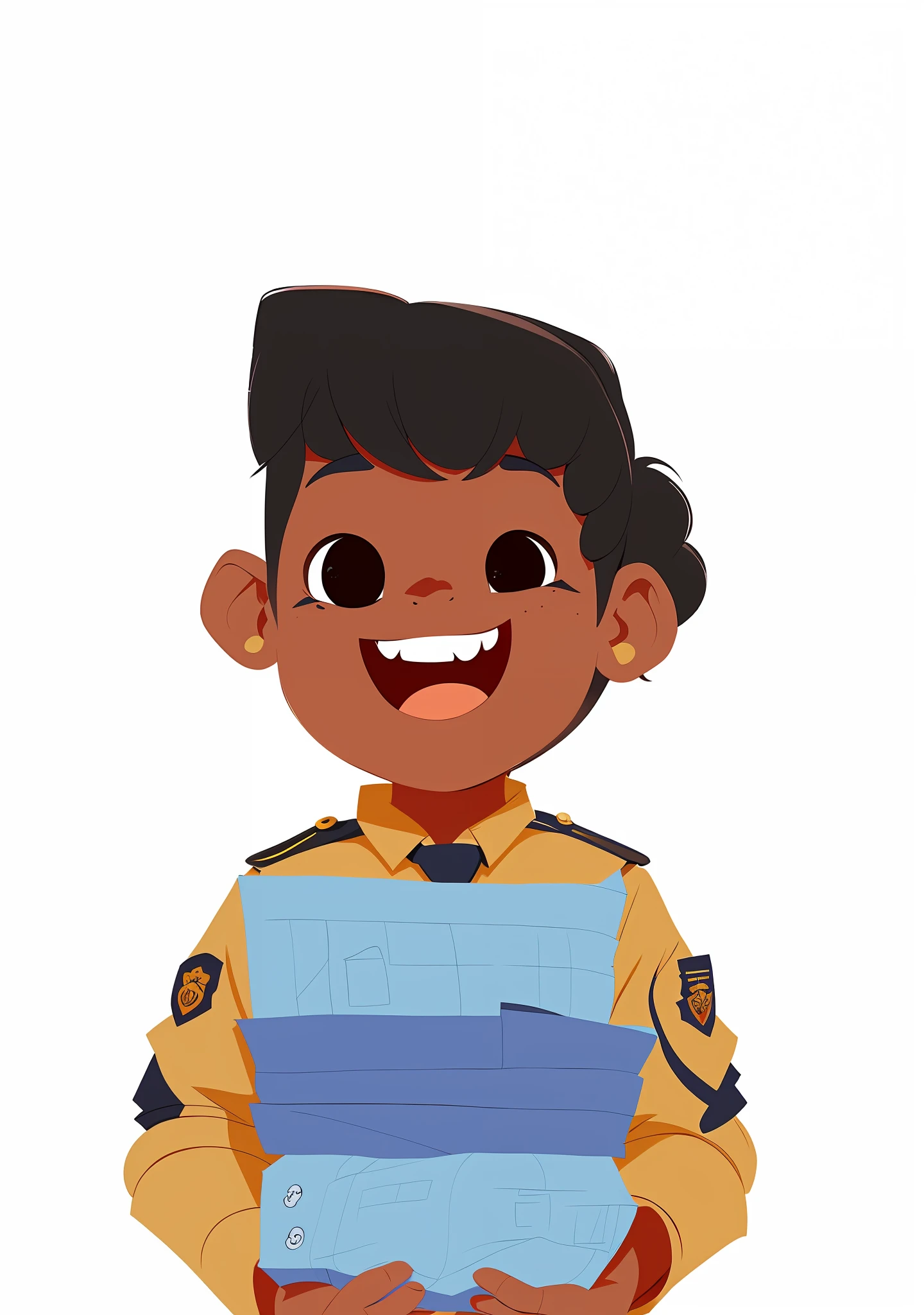 cartoon girl in uniform holding folded cloths, portrait of a small character, closeup character, character concept portrait of me, detailed character portrait, character illustration, in the style of sachin teng, closeup character portrait, character portrait of me, 2d illustration, 2d illustration, girl beater, highly detailed character design,  portrait character design, female police character design