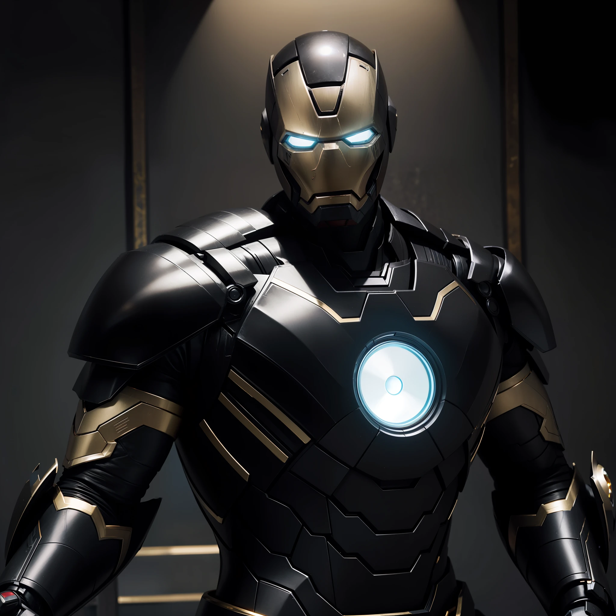 Black Iron Man, Black Iron Man, Black Iron Man, Black, Gold, Black Body, Alone, Super Realistic, Super Detailed, Super High Quality, Masterpiece, Pitch Black, Pitch Black Iron Man, Full Face, Black and Golden, Black, Black Iron, Black Iron, Black, Black Iron