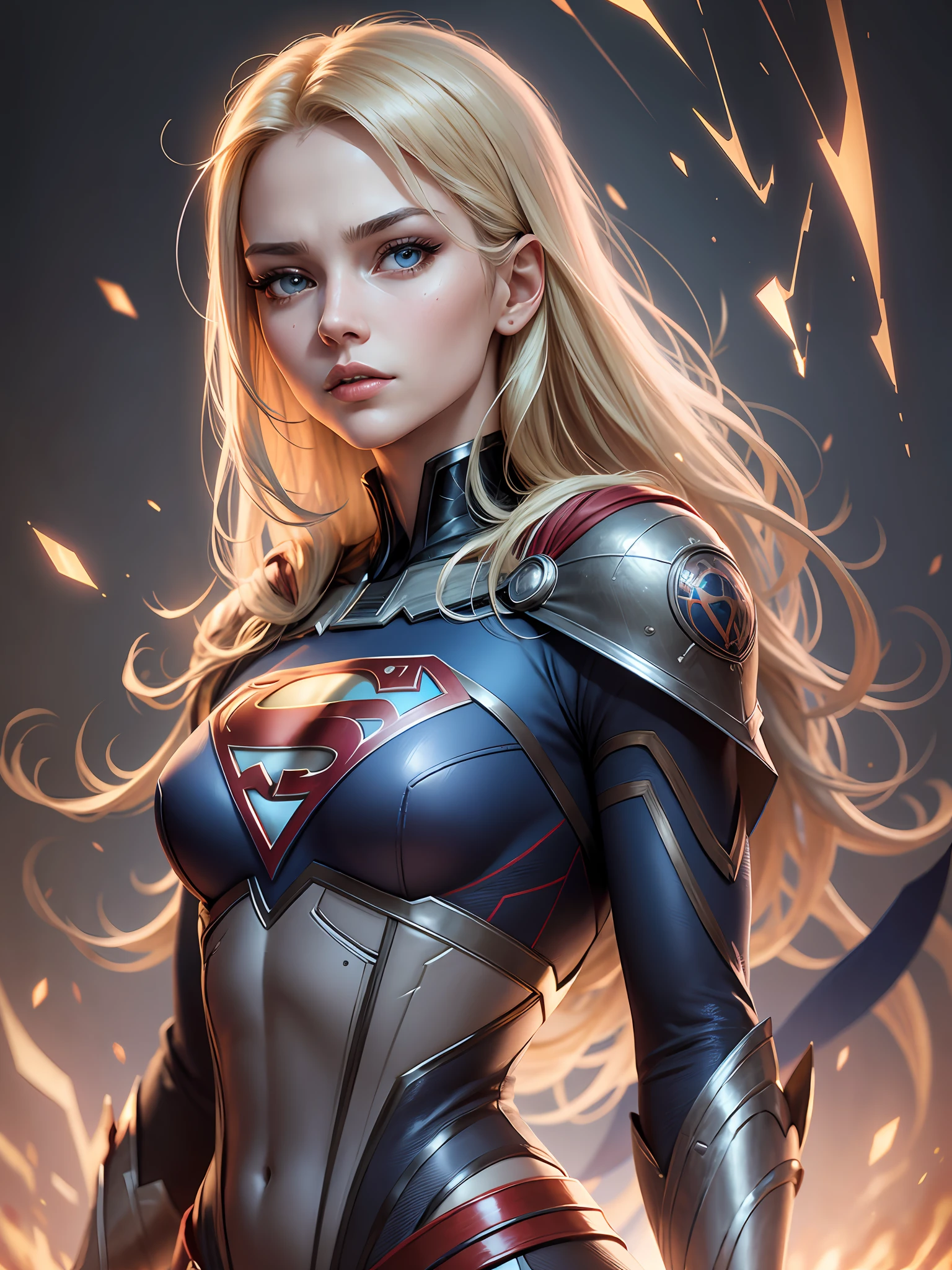 supergirl, best quality, movie, official art, sand, nature advertising art, movie wallpaper, very detailed cg uniform,4k wallpaper, intricate details, white background, upper body, facial focus, full body, full,sexy,concept art, making art, high resolution, (realistic, realistic: 1.2), physically based rendering, mechanics, reflections, realism, cyberpunk, symmetry, front view, close up, avatar ,eyes ,symmetry ,face, very sharp ,realistic ,focus , Grant Mask Painting, Movie Light, Wick, (Illustration: 1.1), Thin, Fair Skin, Delicate Face, King's Robe, Glow, Pantyhose, (Long Blonde Hair), Blue Eyes, Ultra Southern Symbol Chest S, Battlefield, Chip, Glow, Sword