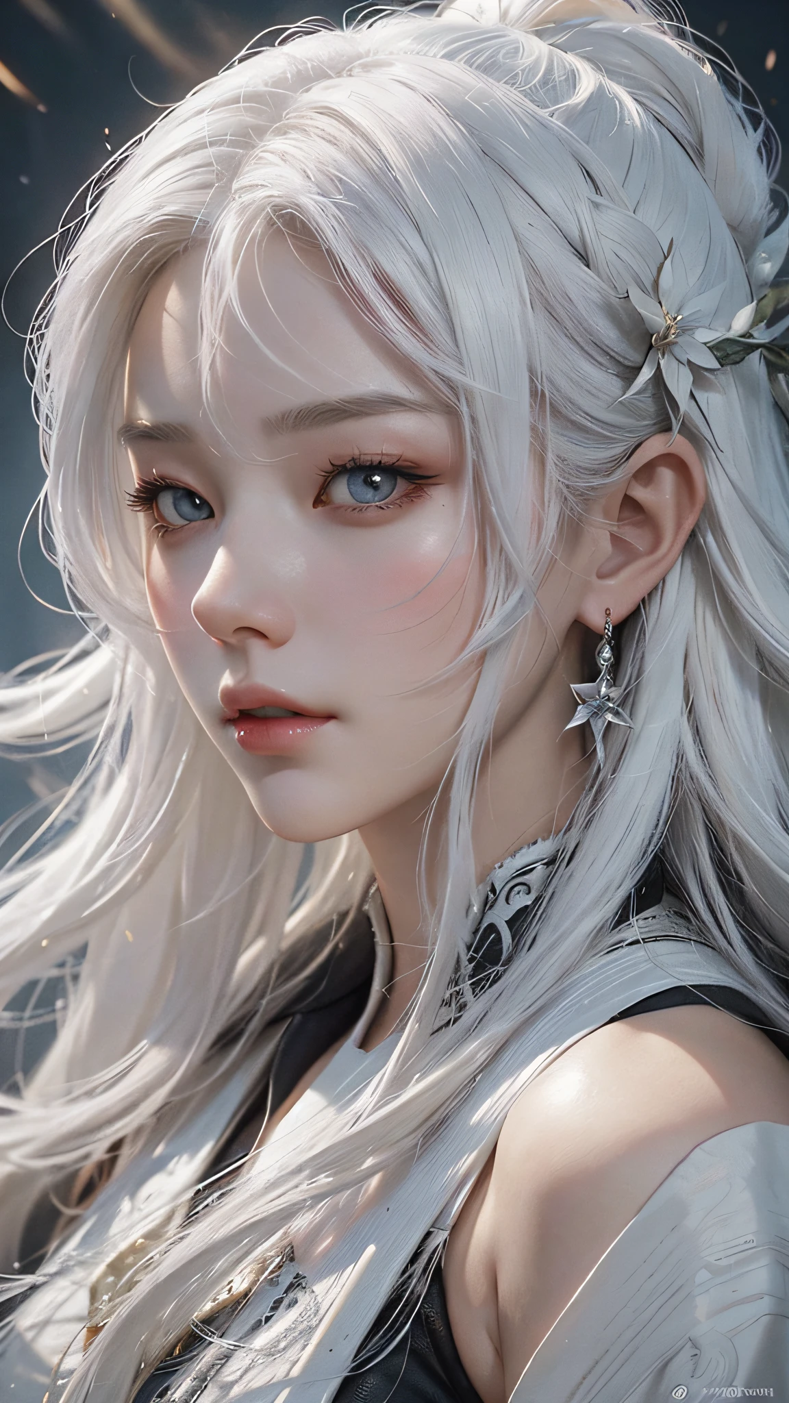 a close up of a woman with white hair and a white mask, beautiful character painting, guweiz, artwork in the style of guweiz, white haired deity, by Yang J, epic exquisite character art, stunning character art, by Fan Qi, by Wuzhun Shifan, guweiz on pixiv artstation --auto --s2