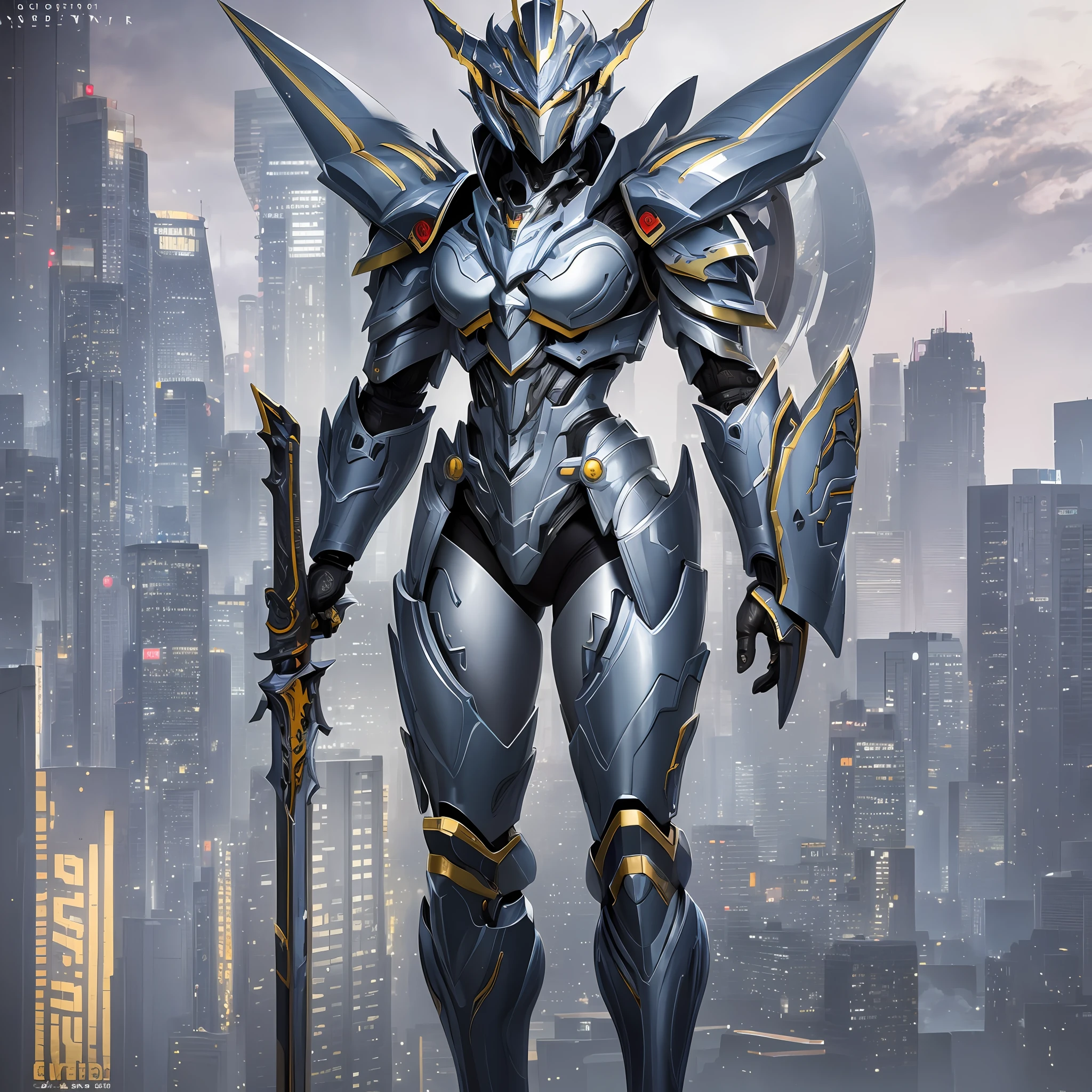 Close up portrait of a person in costume with a sword, cyber japan style armor, cyber japan armor, guyver style, girl in armor, monster hunter armor, full body mecha suit, perfect anime cyborg woman, cyborg noble woman, mecha cyber armor girl, detailed full body concept, female armor, anime character. Full Body Art --auto --s2