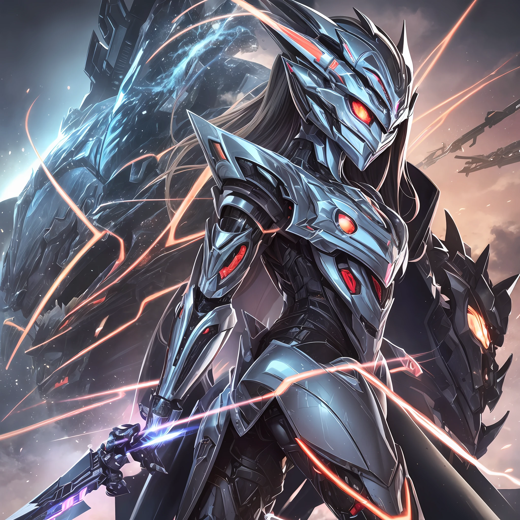 Close up portrait of a person in costume with a sword, cyber japan style armor, cyber japan armor, guyver style, girl in armor, monster hunter armor, full body mecha suit, perfect anime cyborg woman, cyborg noble woman, mecha cyber armor girl, detailed full body concept, female armor, anime character. Full Body Art --auto --s2