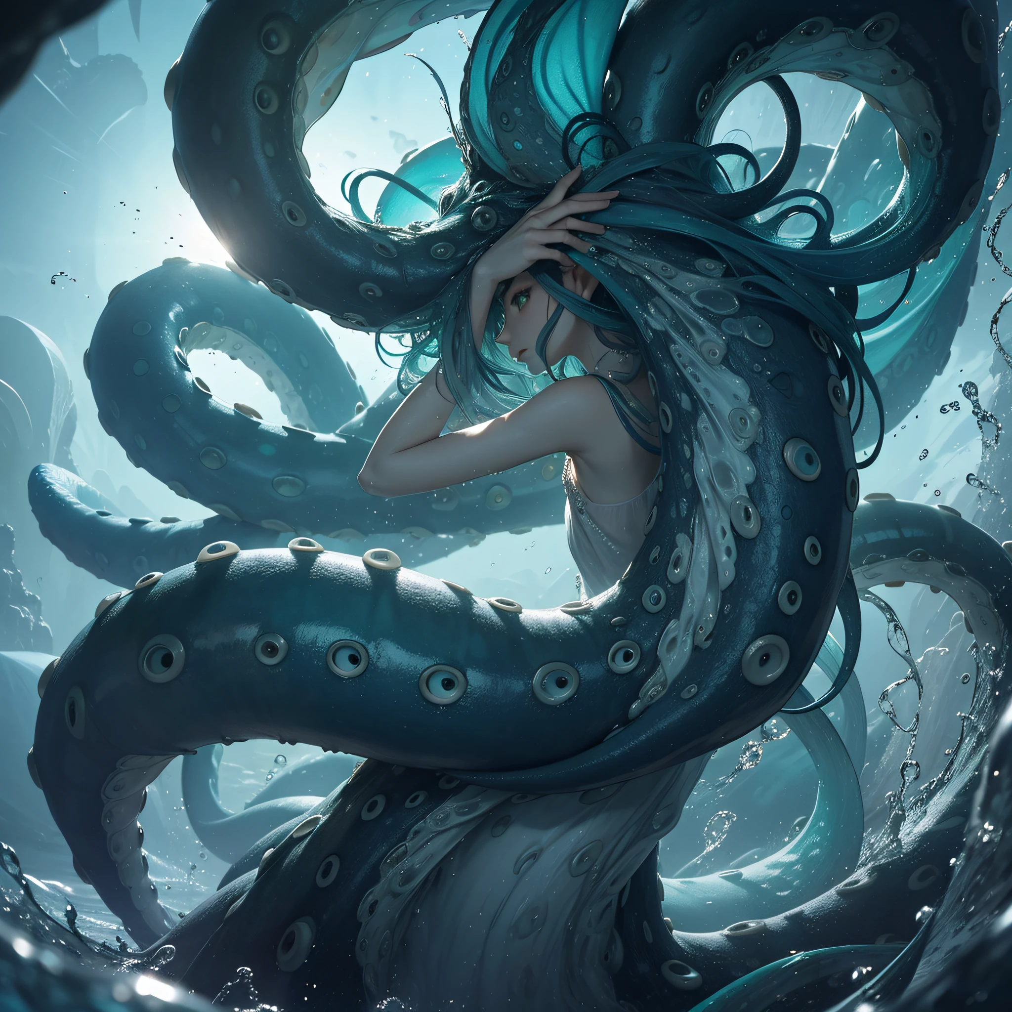 dark sea-green tentacle, water