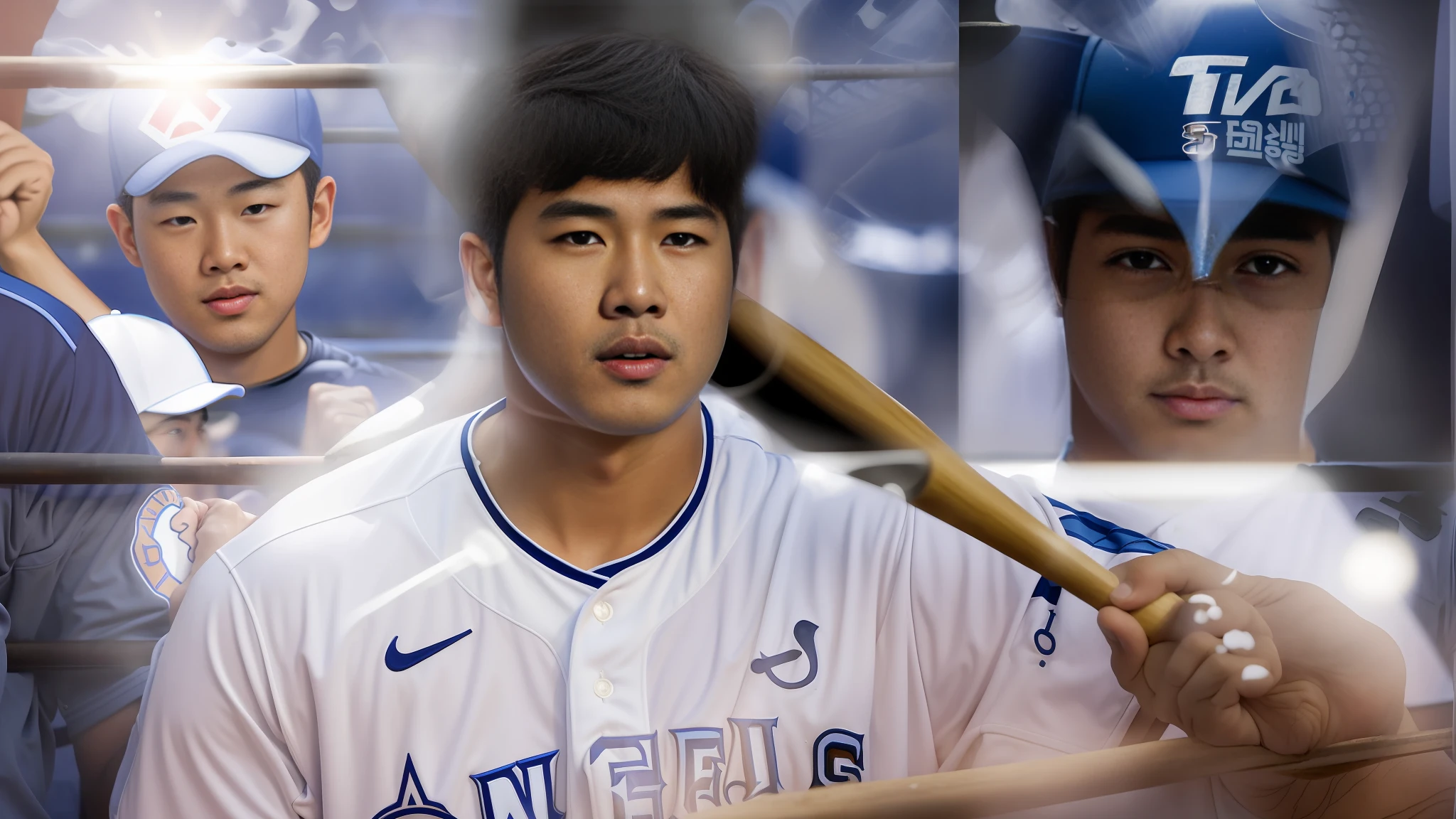 arafed baseball player holding a bat in a baseball dugout, siwoo kim, young wan angel, steven jung, taejune kim, 🚿🗝📝, michael okuda, woo kim, kazuya takahashi, angle, jinsung lim, keita morimoto, sakimichan, joongwon charles jeong, kimitake yoshioka