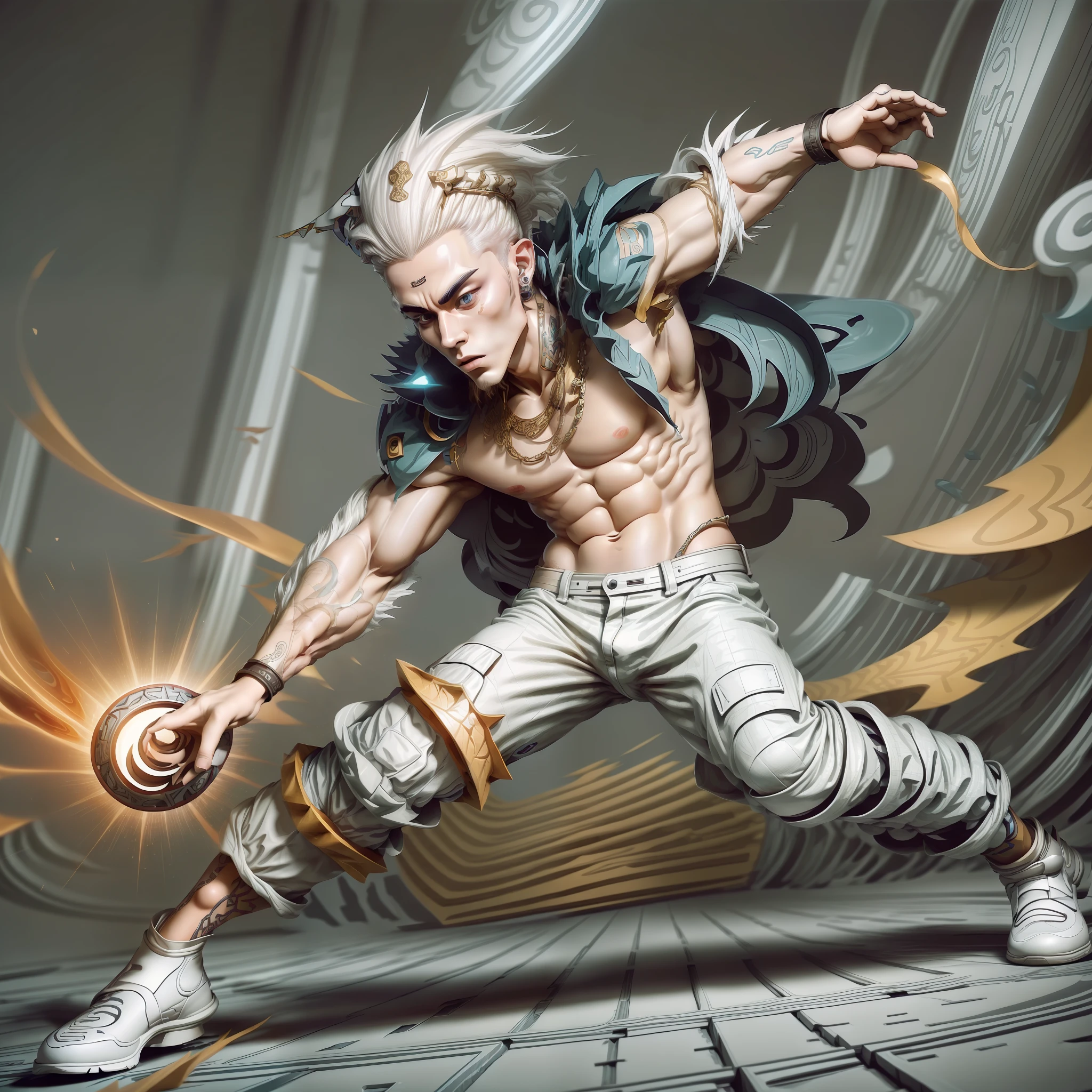 (adobe illustrator style:1.3, white background, cartoon hip-hop Korean singer in action, full body, unique design elements and special effects) --auto --s2