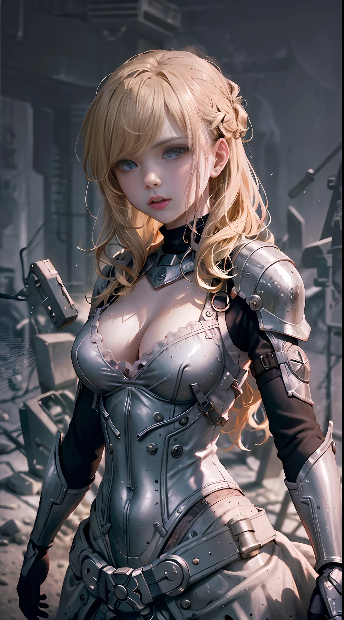 a girl, war, special effects, magician, detail, monster, cinematic lighting, atmospheric perspective, 8k, super detail, high detail, high quality, high resolution, masterpiece