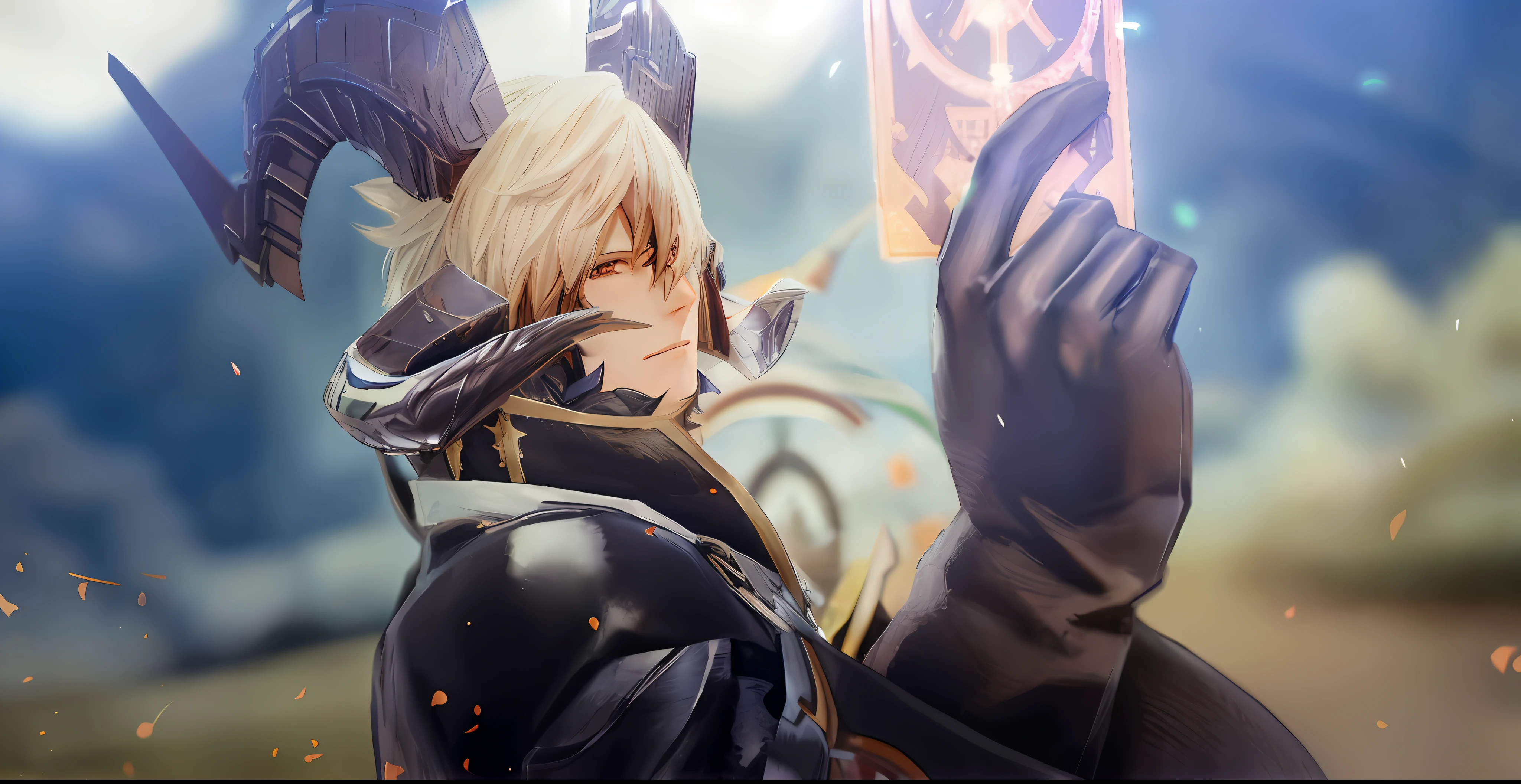 Anime - Style image of a man with a sword and helmet, 8k octave rendered photo, code veins, WLOP style Thankred Waters, Shadowbringer movie, from NCsoft, ThankredWaters, Guilty Gear Effort graphics, > from video game screenshots