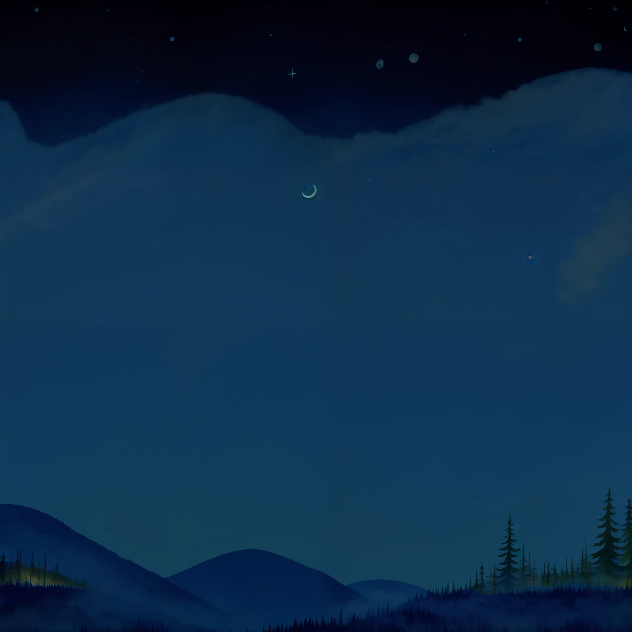 hanna barbera nature scenery forest, un the night, night sky full of stars, 16k, 8k,4k, Watercolor