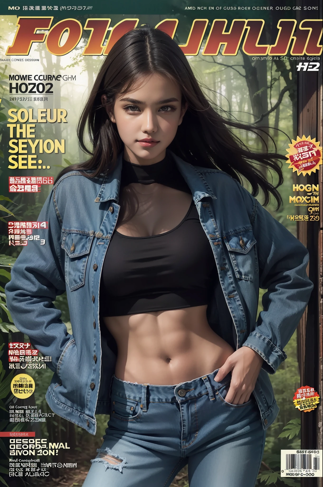 (comiccovers:1.2),best quality,magazine_scan,
forest background,
extremely detailed magazine cover-style digital painting,(magazine cover-style illustration of a fashionable woman in jacket and jeans ),abs,adding a touch of fantasy to the scene,
cinematic lighting,high quality shadow,
Canon EF 24-70mm f/2.8L II USM,Sony Alpha a/R IV,