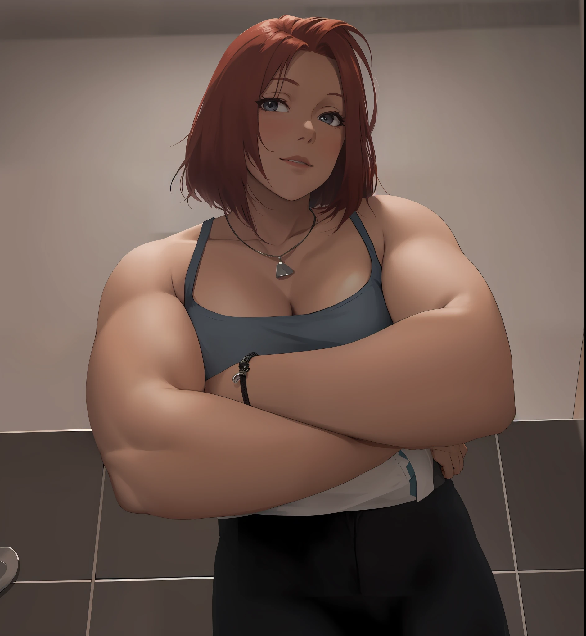 Woman, redhead, looking at the viewer, big thighs, big ass,