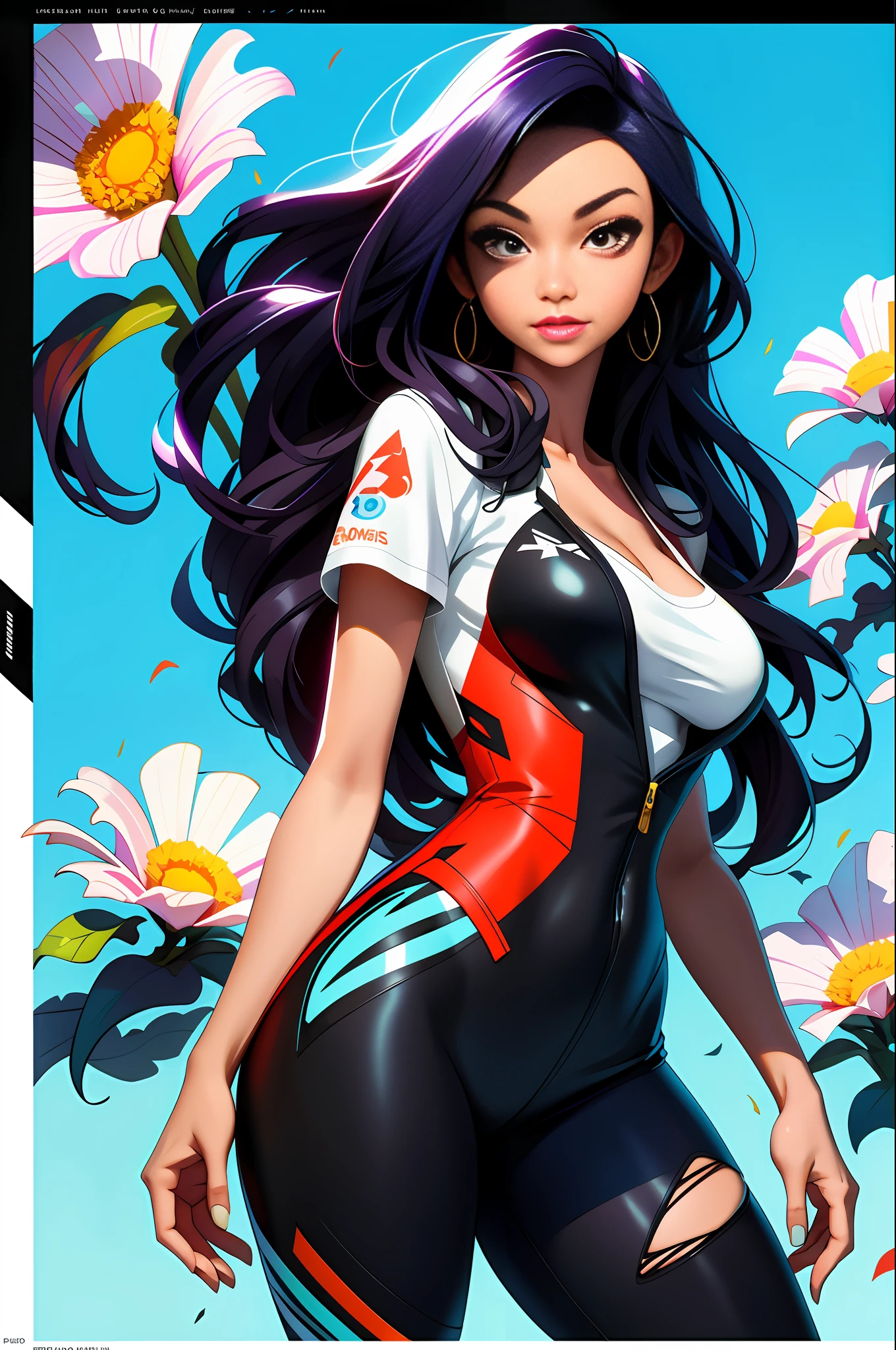 ASHLEY ALEXISS beautiful woman with long  hair ultra detailed, (beautiful and clear background:1.2),, fantastic paintings ,graffit style,  flowers, olhos altamente detalhados , a t-shirt or dressed in a white blouse underneath, position, with long black hair , stained glass colored, fantastic paintings by joe madureira  ,high quality,photo, sticker art,beautiful woman carol nakamura with long  hair  , freedom, soul, digital illustration, comic style, perfect anatomy, centered, approaching perfection, dynamic, highly detailed, watercolor painting, artstation, concept art, smooth, sharp focus, illustration, art by carne griffiths and wadim kashin,,alone anime girl pose, short pastel  hair ,heterochromia, perfect anatomy, centered, approaching perfection, dynamic, highly detailed, character sheet, artstation, concept art, smooth, sharp focus, illustration