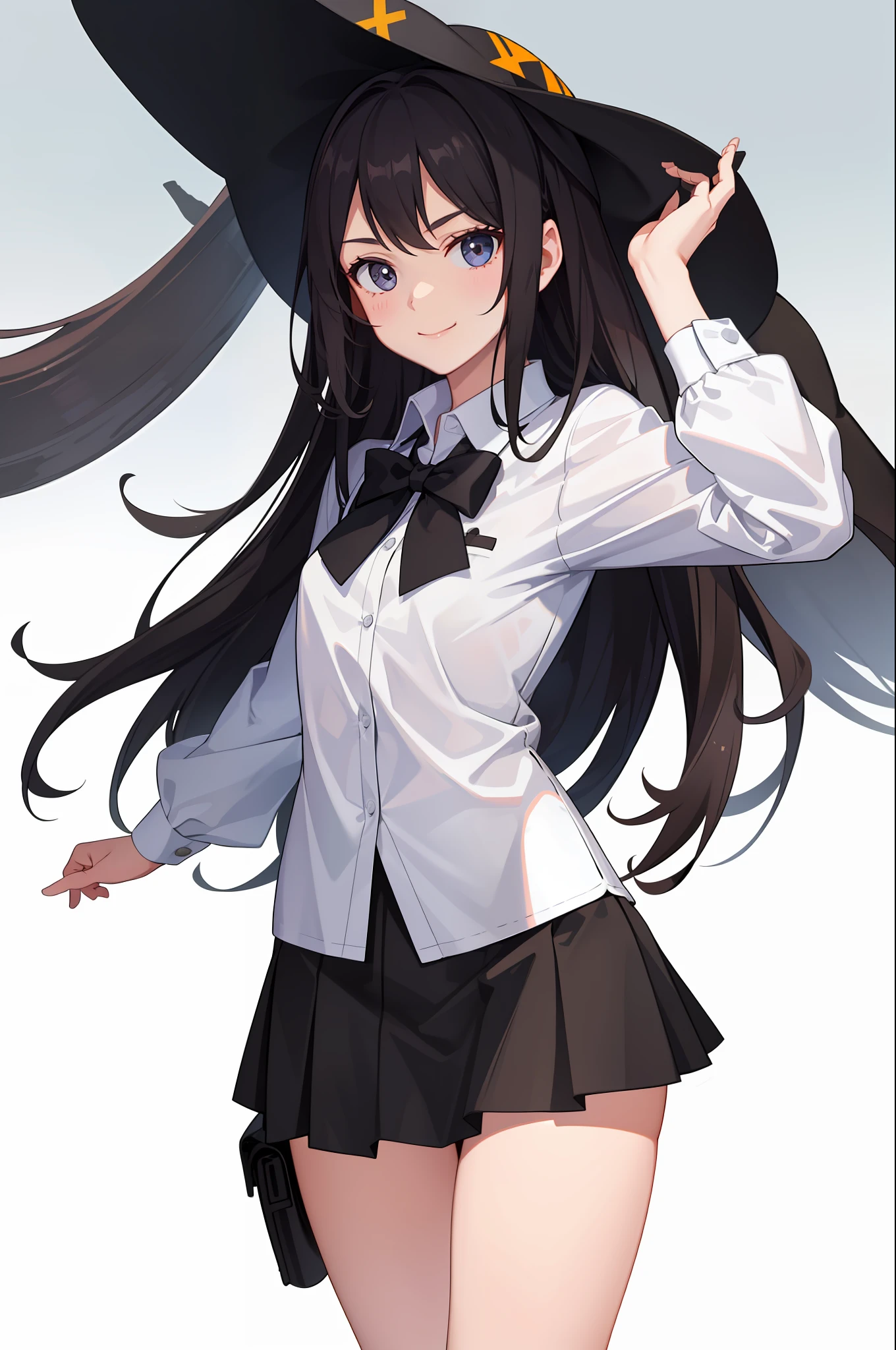 1 girl, smile, shirt, skirt, (small) chiralism,