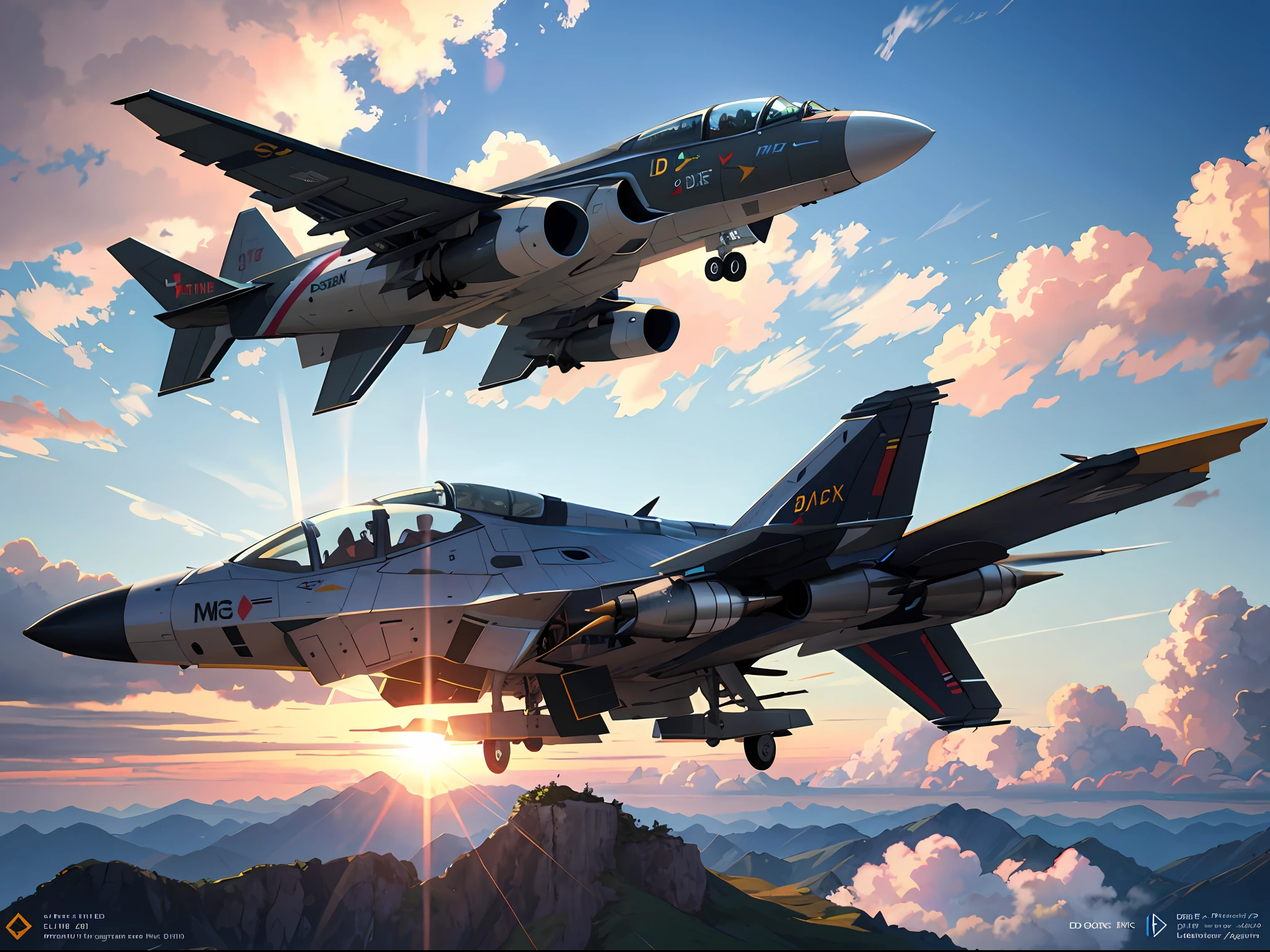 HD clear, clear lines, best image, illustration level, super detailed, there is a jet flying in the air, the background cloud texture is delicate, presented using advanced 3D rendering technology, jet fighter background, barrel firing open flame realistic reproduction, realistic rendering, ultra-realistic display, high rendering, blue realistic 3D rendering, DCS World Falcon BMS and 3DS Max+Vray technical support, aircraft fuselage and mechanical details design realistic reproduction.