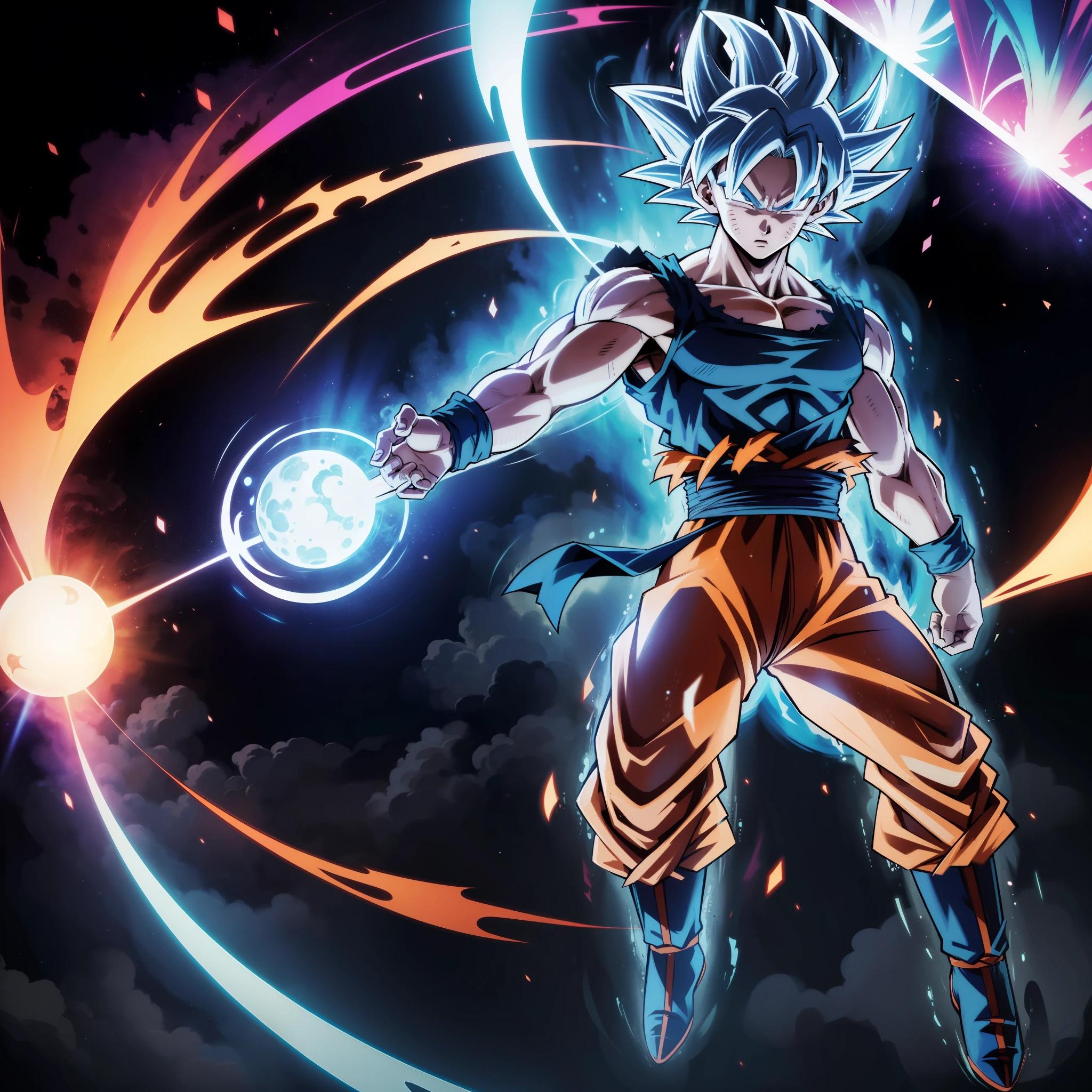 (1 man, solo)[(Gokufrom dragon ball super],Ultra Instinct, strong, muscles, Complete ultra instinct,