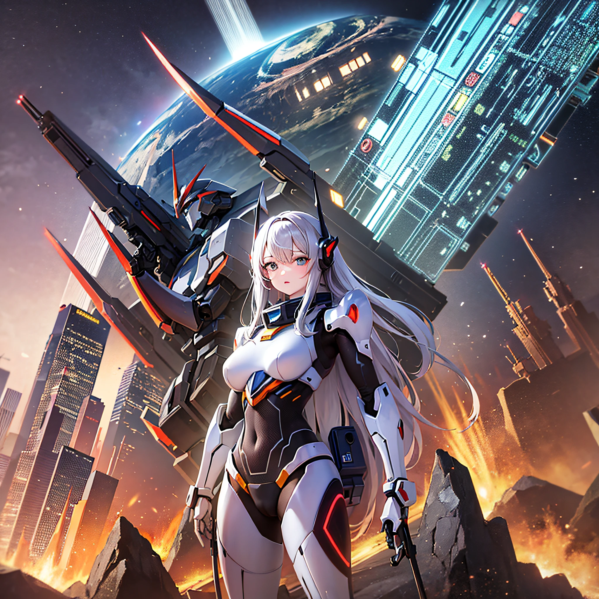 Cool mecha, in outer space, with various postures, --auto --s2