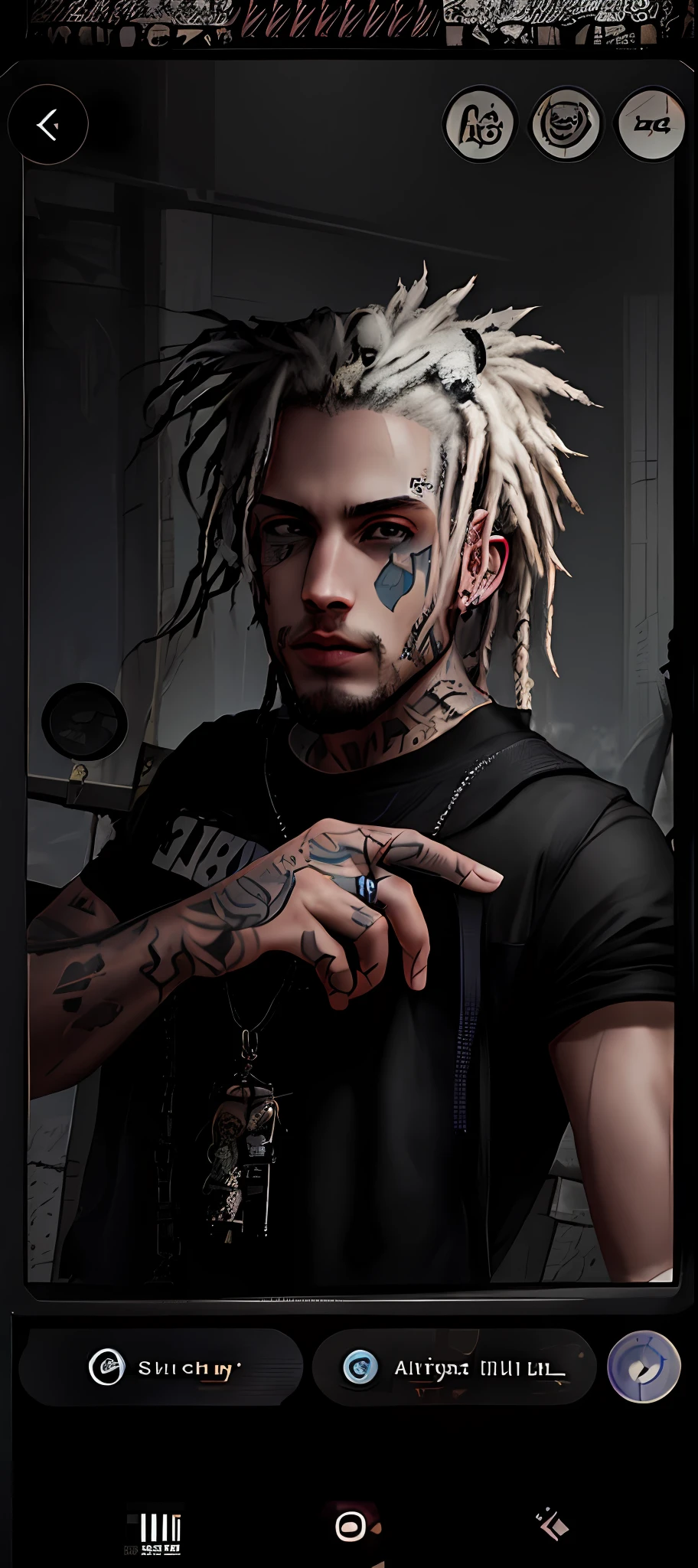 arafed man with dreads and tattoos on his face and hands, lil peep, style of seb mckinnon, dreads, inspired by Seb McKinnon, christian cline, headshot profile picture, profile photo, with tattoos, wearing spikes and piercings, twitch streamer / gamer ludwig, taken in the early 2020s, inspired by James Bolivar Manson, lil peep, white hair dreads, he has white hairs, bladee from drain gang, xxxtentacion, dreads, his hair is messy and unkempt, cyberpunk street goon, badass anime 8 k, hair half white, hair half brown, blue eyes, dreads, dreadlocks, american man, caucasian man, european man, white man, blue eyes, chains, rings, lil peep, shinobi, alternate album cover, album cover!, xxxtentacion, album art cover, album art, new album cover, yung lean, music album cover, album cover, rap album cover, colored album art, hardops, arca album cover, an album cover, album artwork, sicko, trending, photo from a promo shoot, end of an era, official artwork, promo image, bladee from drain gang, naruto, anime style, 4k, 8k, high resolution, ultra resolution, steampunk, shades of light, shades of shadow, artwork, two tone lights, ultra detailed, black clothes, best image quality, masterpiece, incredible, vibrant, super high resolution, artwork, style, amazing, dark, shadow, punk, black, drawing, anime