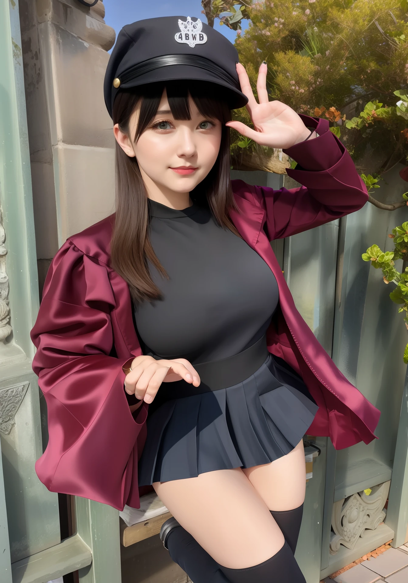 Young woman, wife, charm, coquettish, black hip skirt