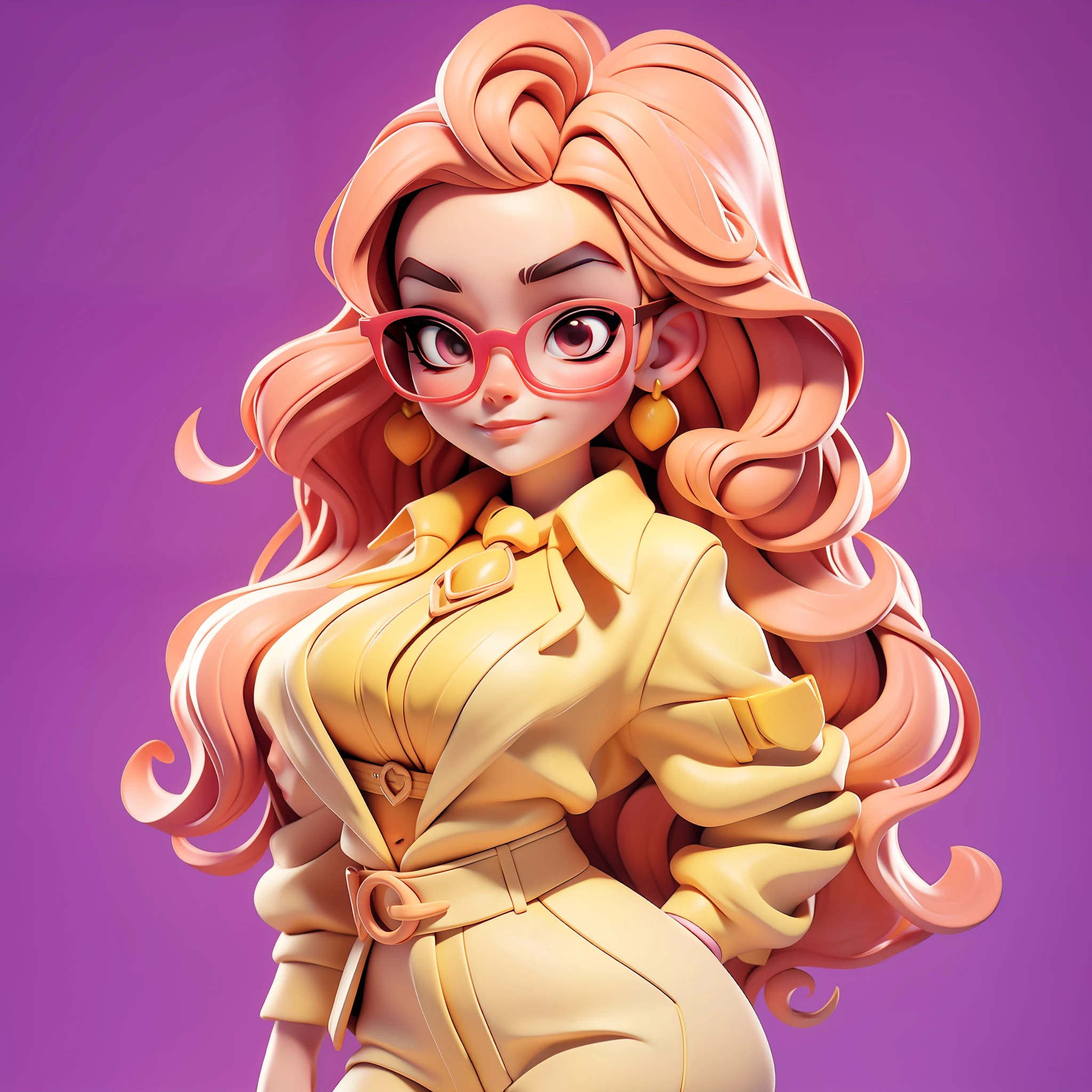 sexy girl, working as a senior manager in a company, orchid outfit, sexy, luxurious, serious face, radiating leadership, wearing trendy gucci glasses