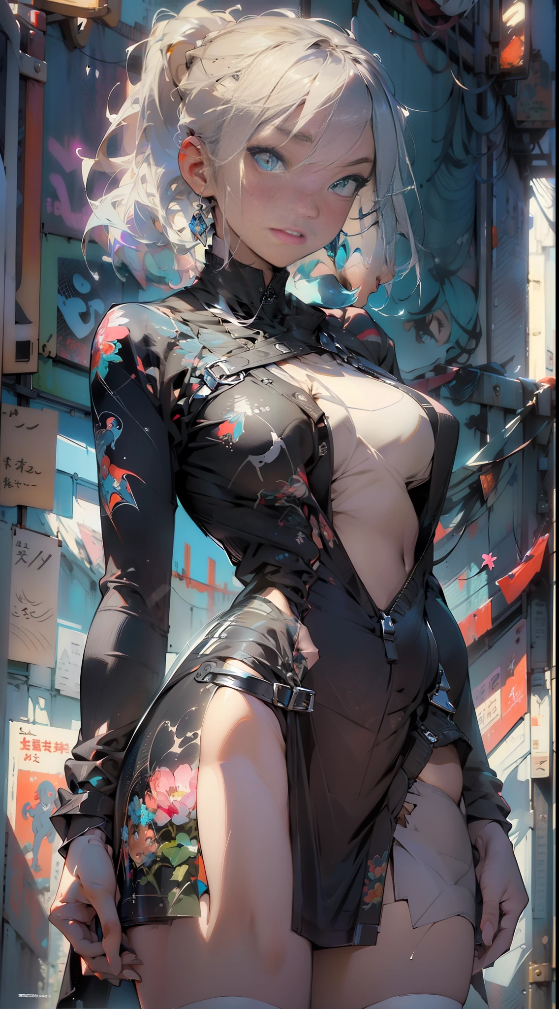 Flat tattoo effect design, Ashley Alexiss Japanese beautiful woman ponytail ultra detailed black hairstyle, (beautiful and clear background: 1.2), fantastic paintings, ultra detailed graffit style, flowers, a t-shirt or dress with a white blouse underneath future ultra detailed gacha, position, stained glass color, fantastic paintings by Joe Madureira, high quality, ultra detailed adhesive art, ultra-detailed beautiful woman, freedom, soul, digital illustration, comic style, perfect anatomy, ultra-detailed large chest, centered, approaching perfection, dynamic, highly detailed, ultra-detailed watercolor painting, artstation, ultra-detailed concept art, smooth, sharp focus, illustration, art by flesh griffiths and wadim kashin,, anime girl pose alone, short pastel hair, heterochromia, perfect anatomy, centered, approaching perfection, dynamic, Highly detailed, character sheet, artstation, concept art, smooth, sharp focus, Illustration, art by Kim Jung Gi, Alphonse Mucha Style, Artgerm, Flesh Griffiths and Wadim Kashin, Sasha Yakovleva, Loish, Jeremy Mann, Full Body Shot Dresses Party Ultradetailed, Character Sheet, Lightningwave, Beautiful Anime Watercolor Painting, Paint Dripping by Tim Okamura, Victor Nizovtsev, Greg Rutkowski, Noah Bradley. trend in artstation, 8k, masterpiece, graffiti painting, fine detail, full of color, intricate detail, golden proportion, maximum colors, illustration, monochrome green background, masterpiece, best quality, high quality, highres, best quality, high resolution correction, amazing bright lighting, detail enhancement, detail enhancement, various movements and pose, best quality, high quality, highres, detail enhancement, fantastic atmosphere, hyper quality, anime, , fantastic paintings, 4k, masterpiece, highres, absurdres, natural volumetric lighting and best shadows, depth of field, sharp focus, 4k, masterpiece, highr