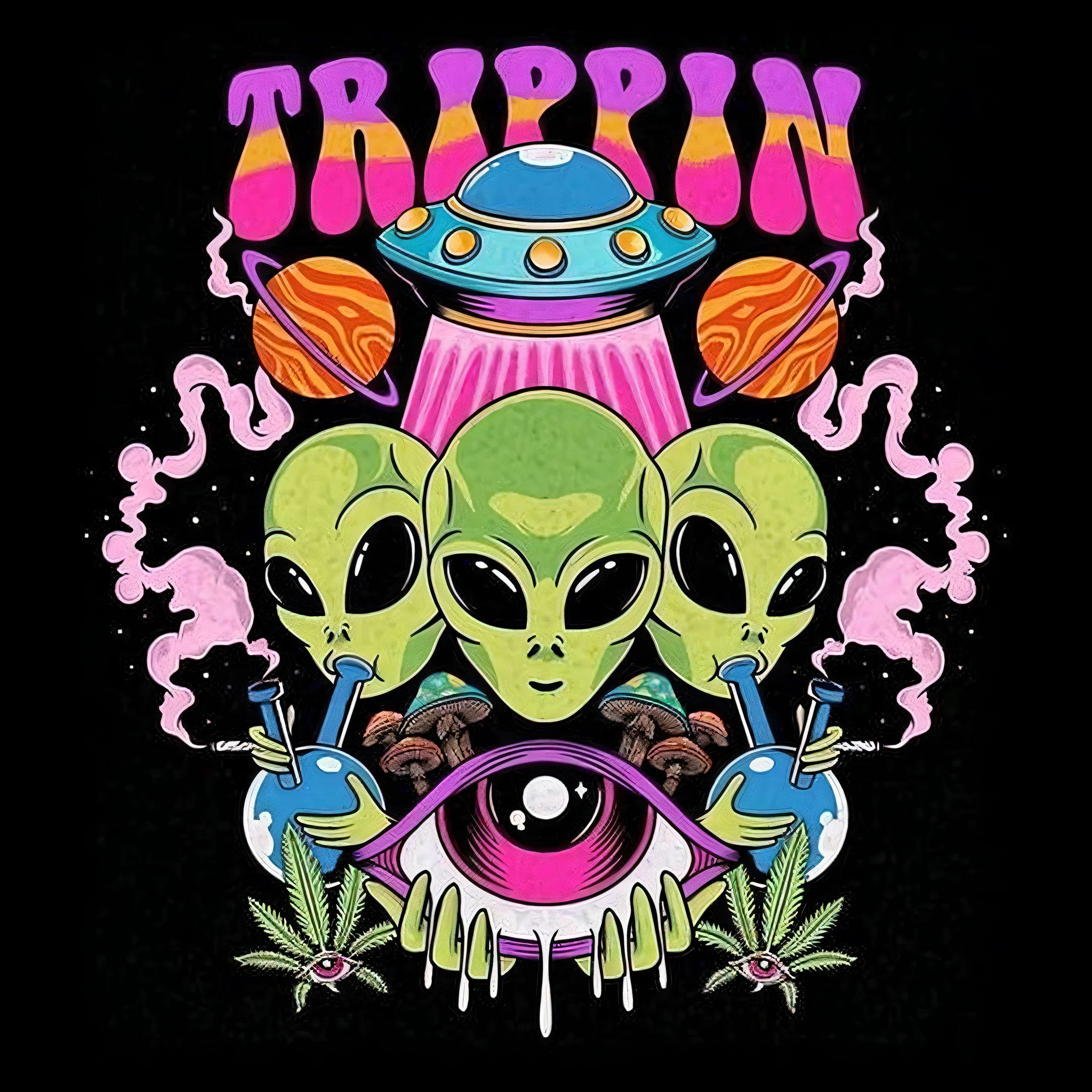 a close up of a poster with aliens and aliens on it, tripping, trippy art, trippy, while tripping on dmt, tripping on lsd, trippy mood, trippy!!! symbolic, trippy visuals, dmt trip, lsd trip, happy trippy mood, psychedelic trip, trippy mushroom, very trippy and abstract, trippy colors, alien vibes, acid trip